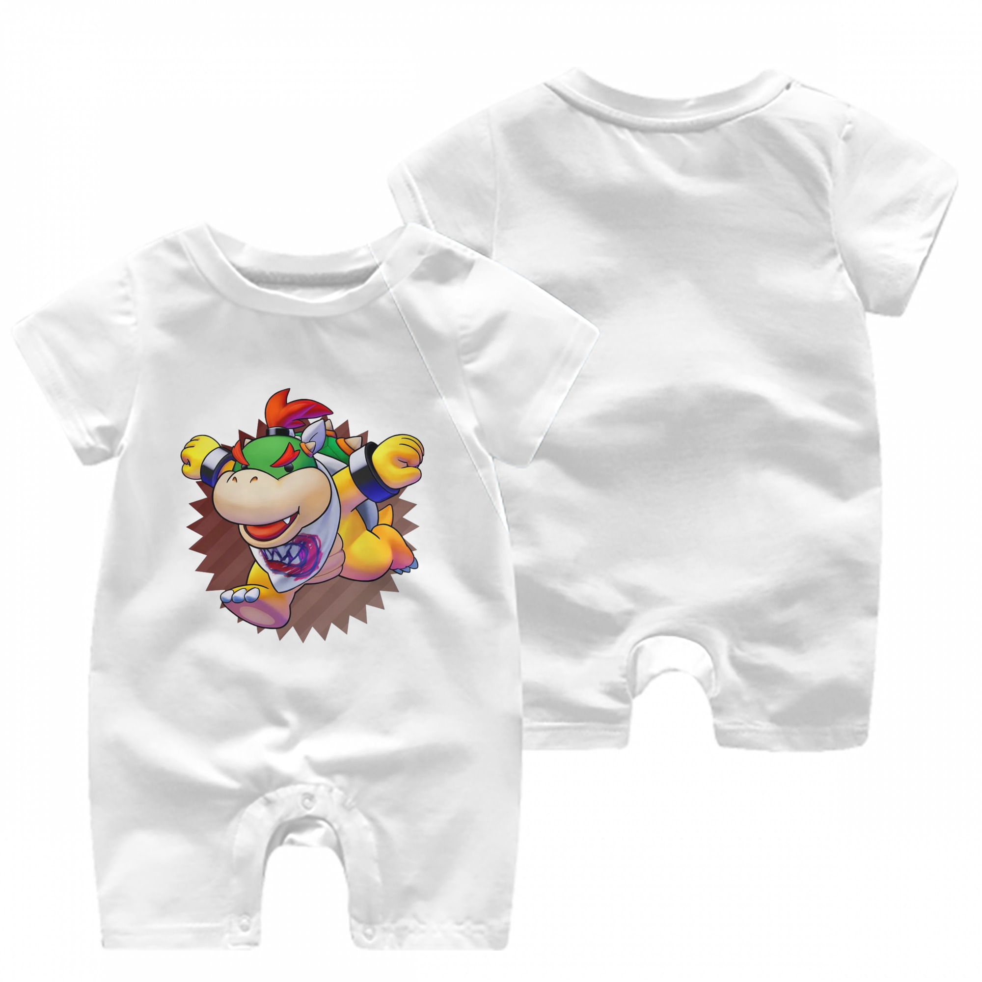 Boy's Nintendo Bowser Jr. cartoon Graphic Tee - Baby Short Sleeve Onesie – 100% Cotton Soft & Breathable Digital Print Romper – Double-Sided Print, Snap Closure For Easy Diaper Changes – Comfortable For Boys & Girls