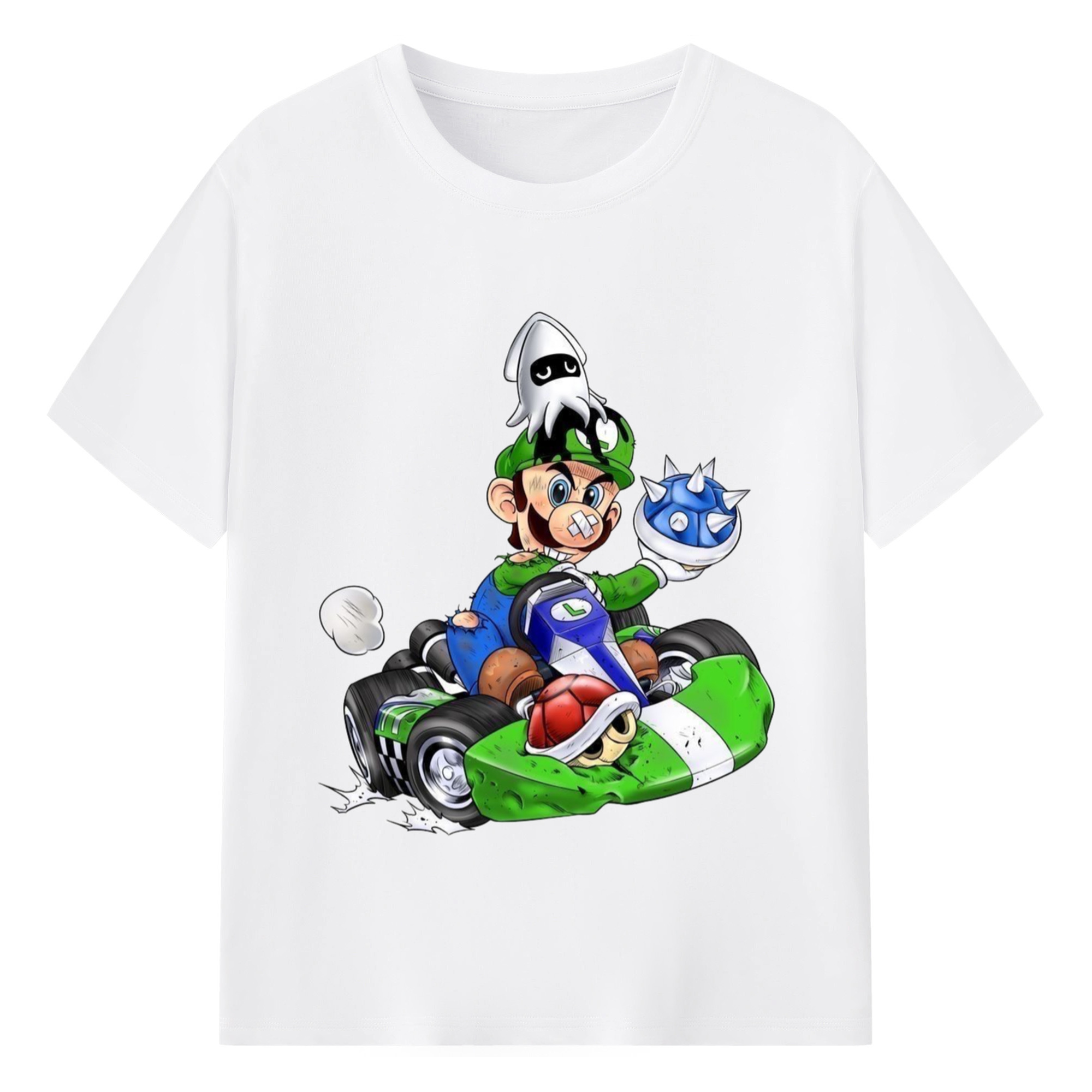 Nintendo Luigi 'Not afraid of failure'kart T-shirt - 180g Cotton T-Shirt With Front Heat Transfer Print – Soft, Lightweight, Fitted Design – Comfortable Casual Wear For Sports & Everyday Use