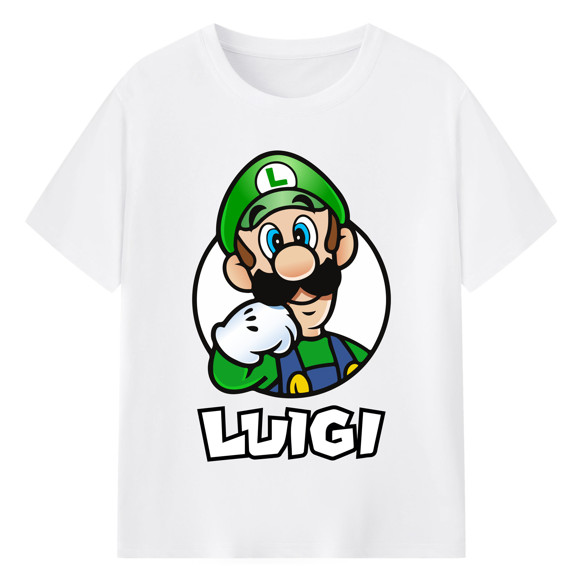 Nintendo Luigi 'Smiling gaze' Graphic Tee - 180g Cotton T-Shirt With Front Heat Transfer Print – Soft, Lightweight, Fitted Design – Comfortable Casual Wear For Sports & Everyday Use