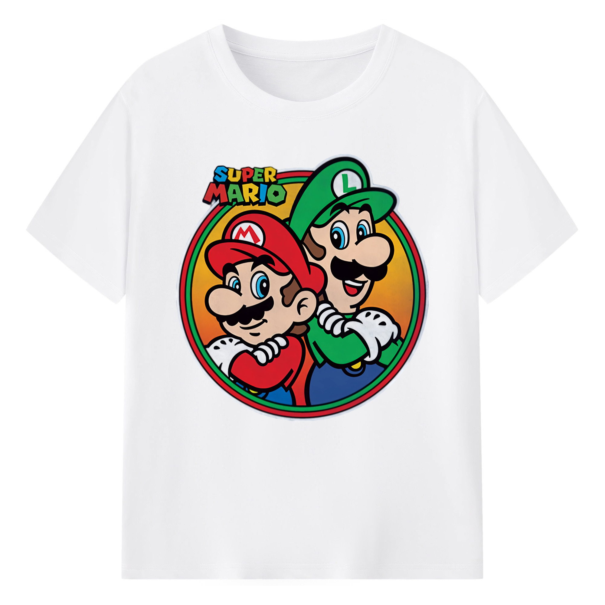 Nintendo mario and luigi back to back t shirts - 180g Cotton T-Shirt With Front Heat Transfer Print – Soft, Lightweight, Fitted Design – Comfortable Casual Wear For Sports & Everyday Use