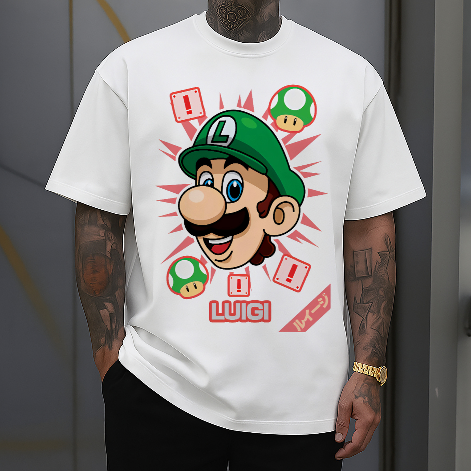 Nintendo Luigi cartoon profile t-shirt