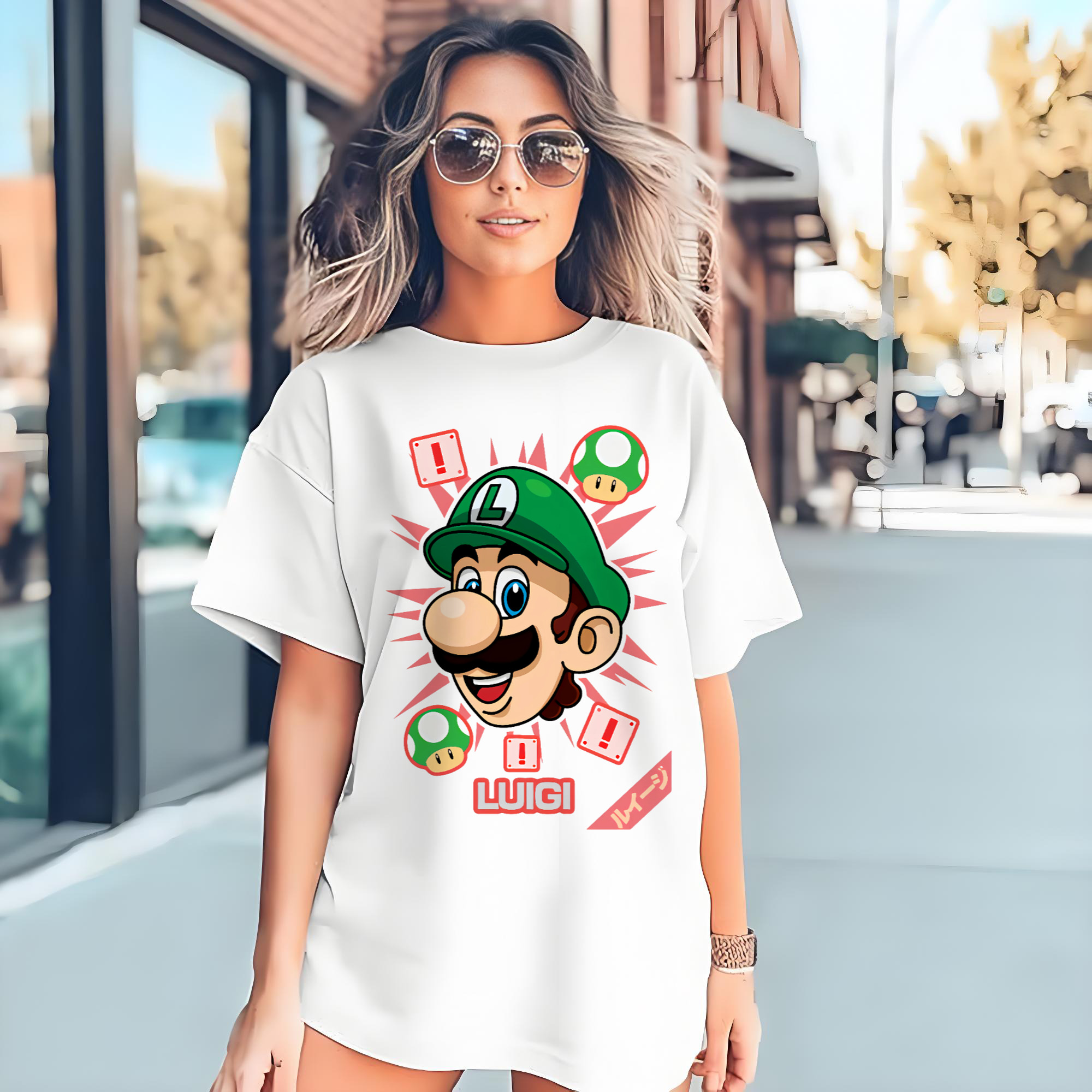 Nintendo Luigi cartoon profile t-shirt