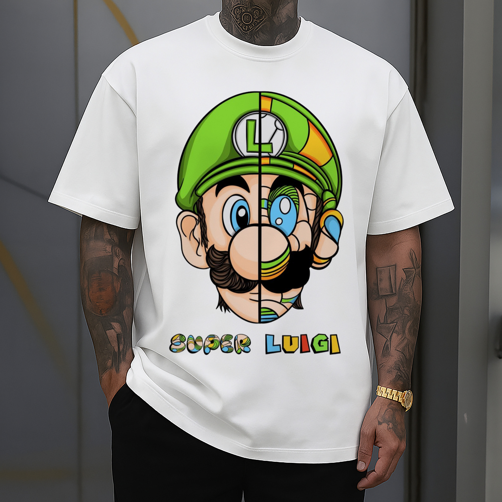 Nintendo Luigi Colored origami style t-shirt
