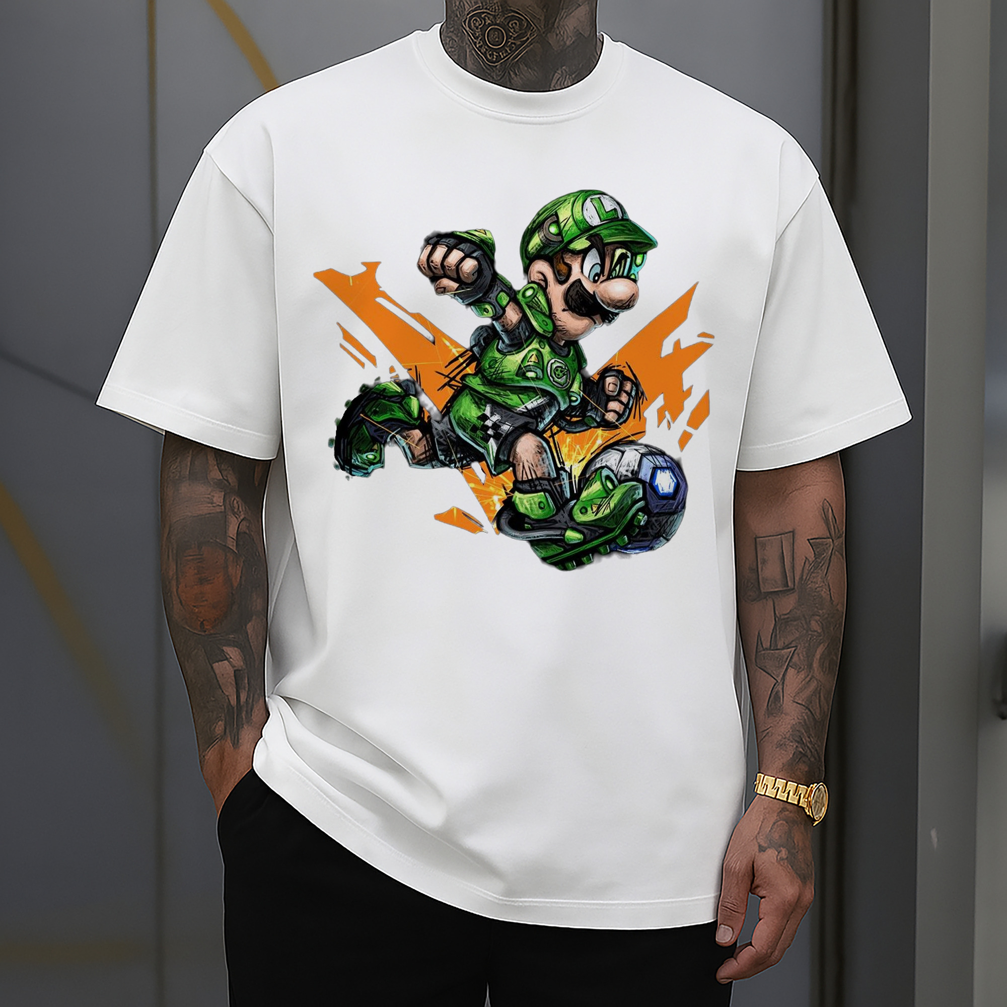 Nintendo Luigi 'shoot'Painted style Tee