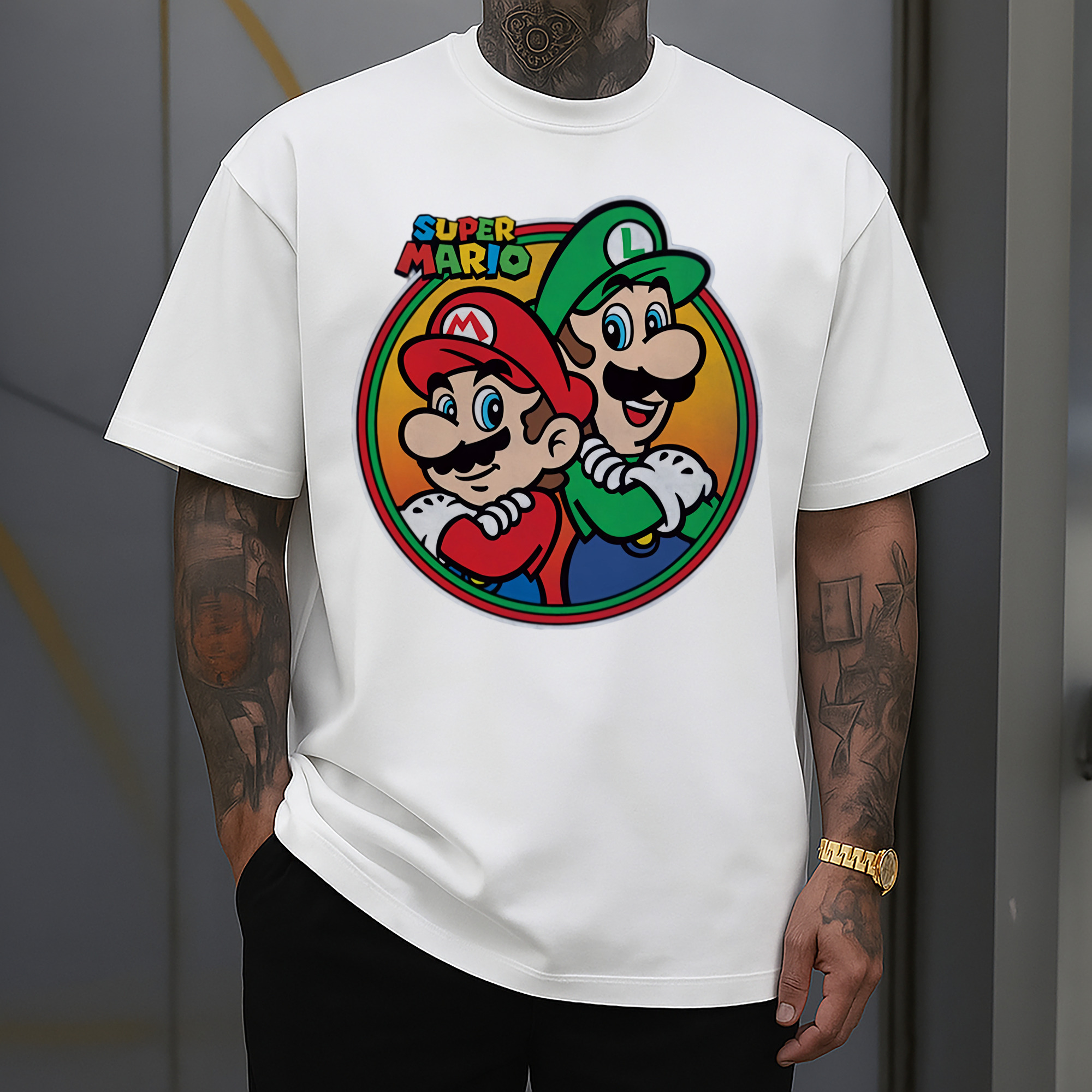 Nintendo mario and luigi back to back t shirts