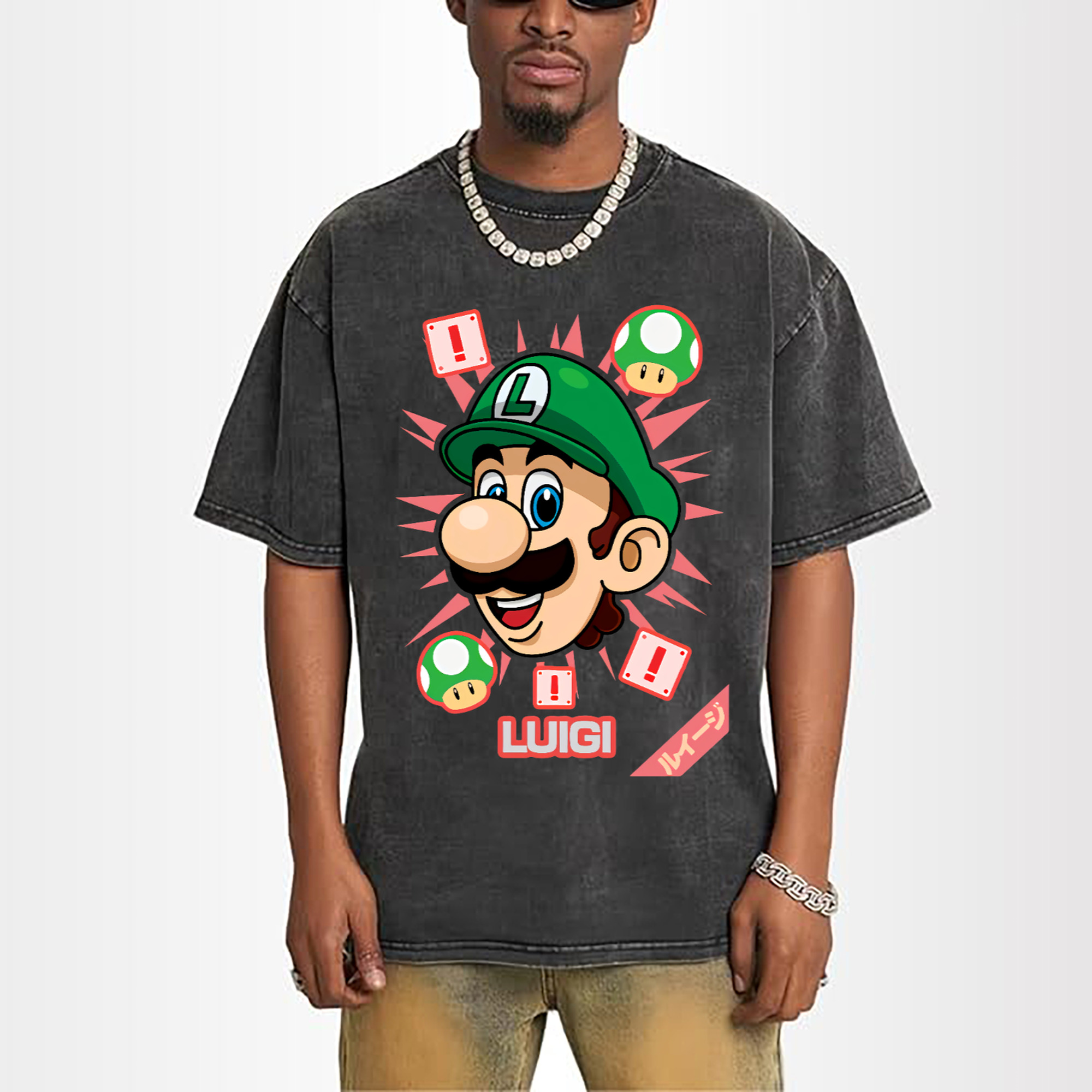 Nintendo Luigi cartoon profile t-shirt