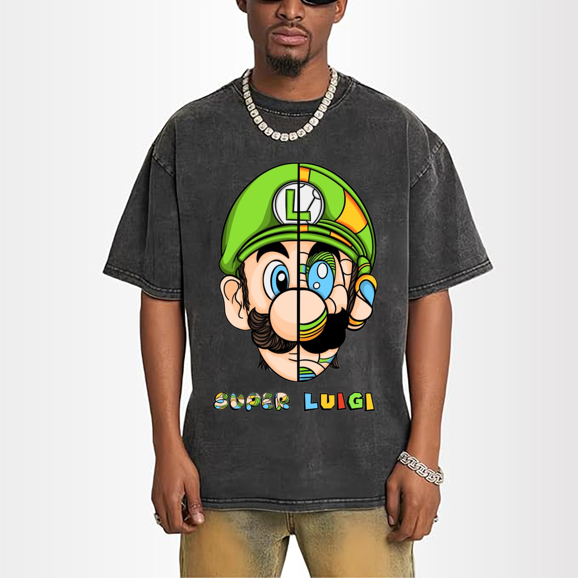 Nintendo Luigi Colored origami style t-shirt