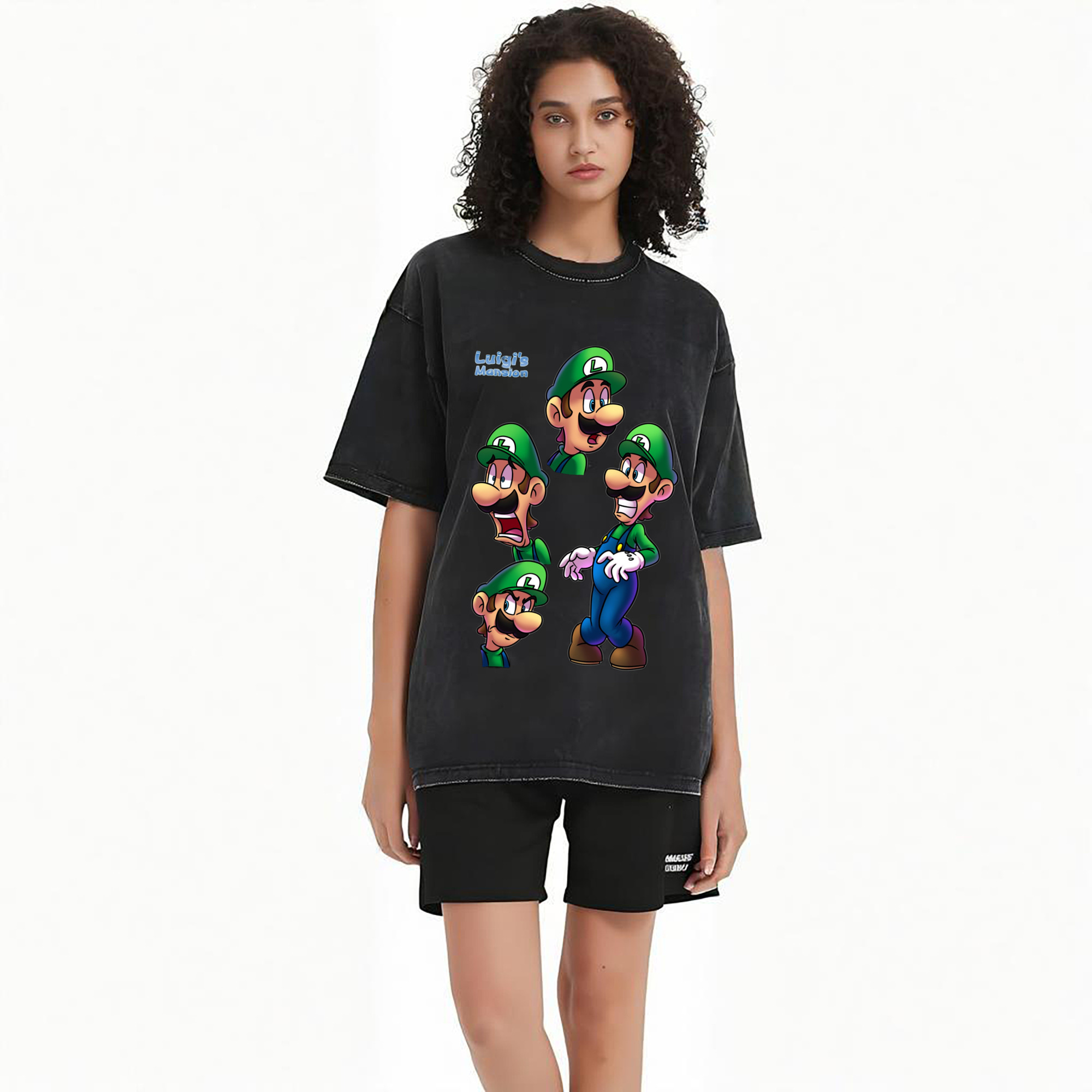 Nintendo Luigi fearful expression t-shirt