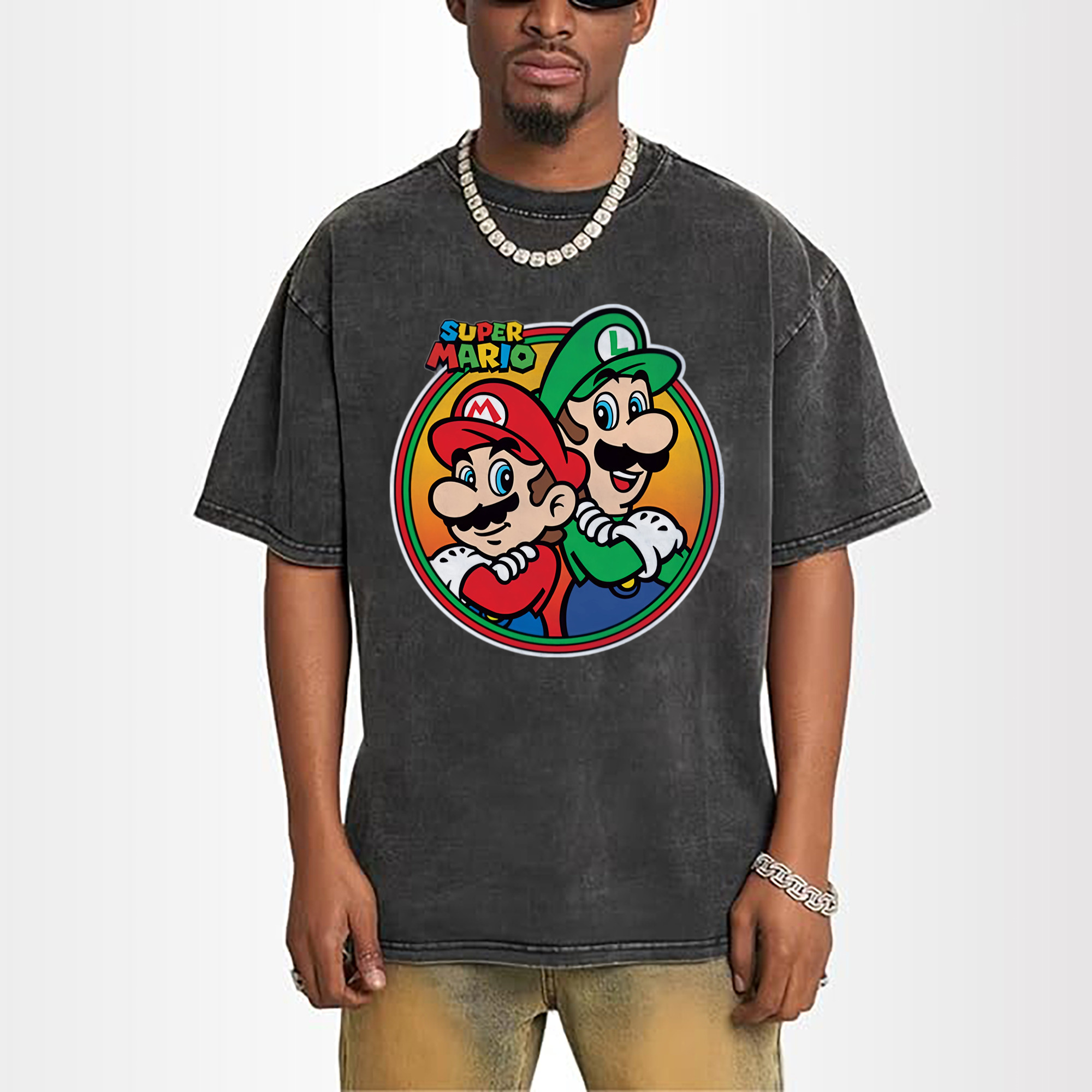 Nintendo mario and luigi back to back t shirts