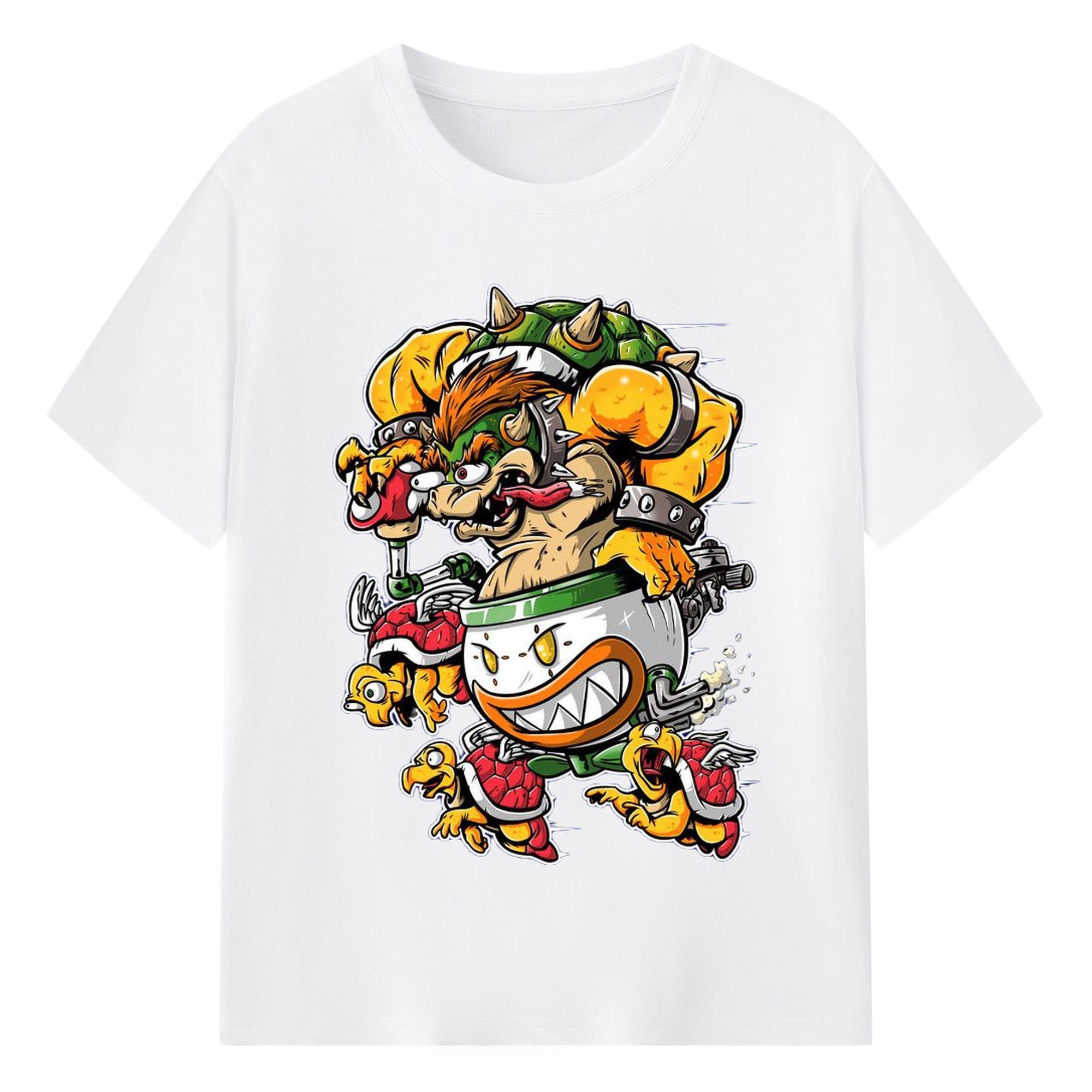 Bowser King Koopa Comic style Graphic T-Shirt - 180g Cotton T-Shirt With Front Heat Transfer Print – Soft, Lightweight, Fitted Design – Comfortable Casual Wear For Sports & Everyday Use