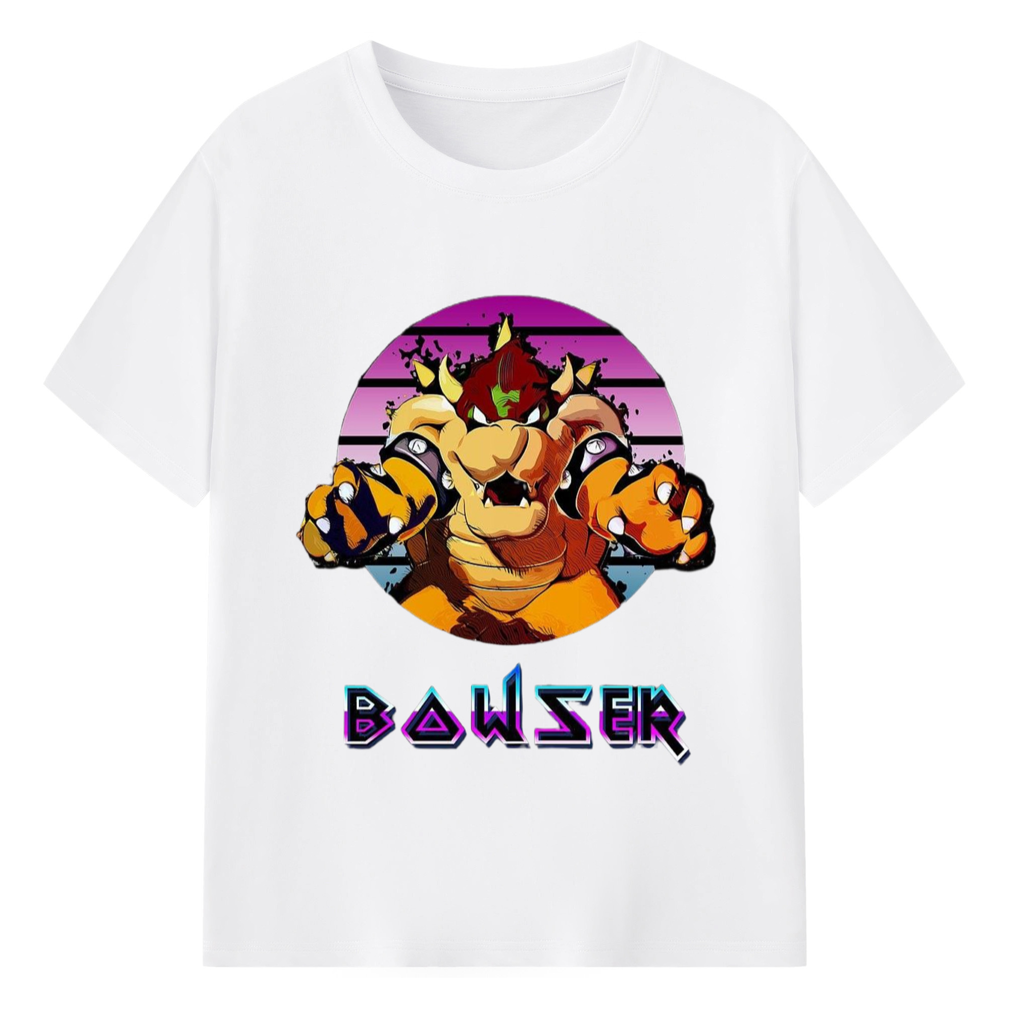Nintendo Bowser king Painted style Tee - 180g Cotton T-Shirt With Front Heat Transfer Print – Soft, Lightweight, Fitted Design – Comfortable Casual Wear For Sports & Everyday Use