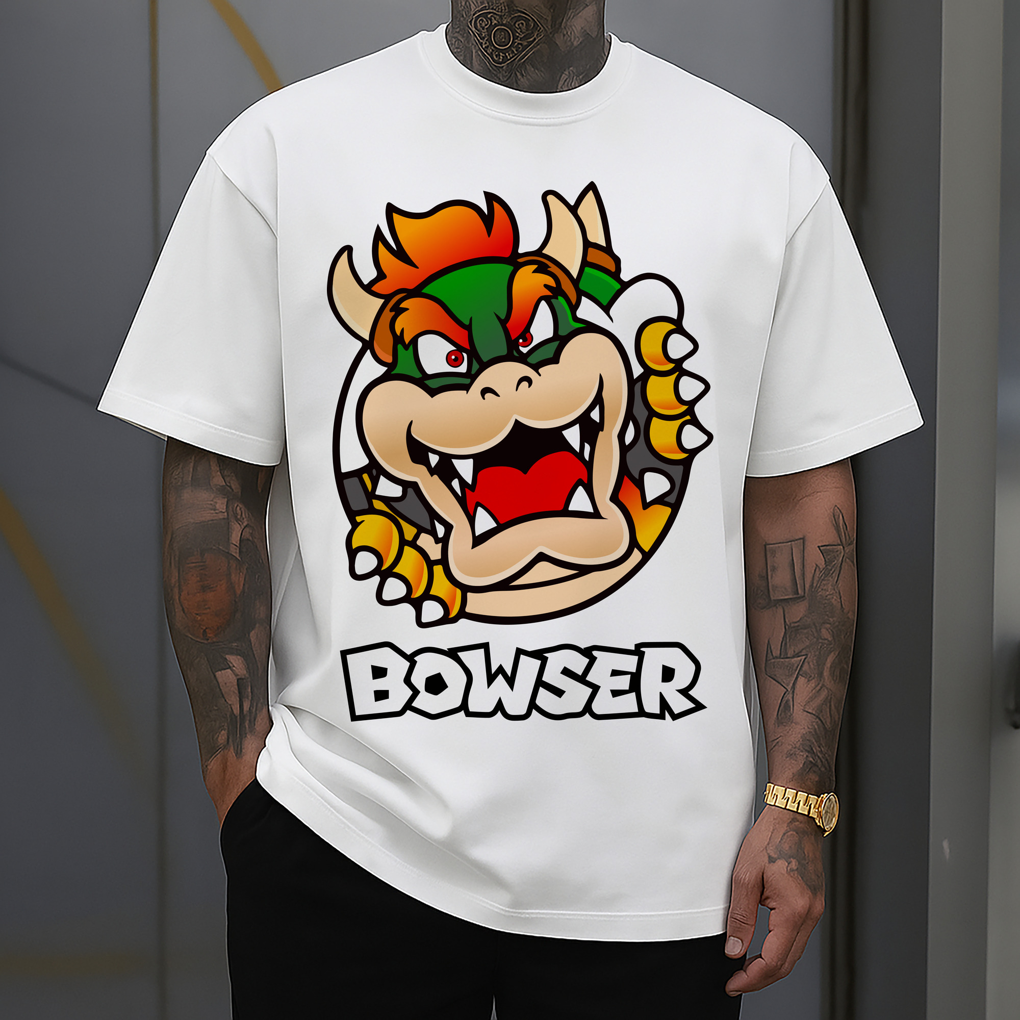 Bowser King Koopa Bowser Cartoon Graphic T-Shirt