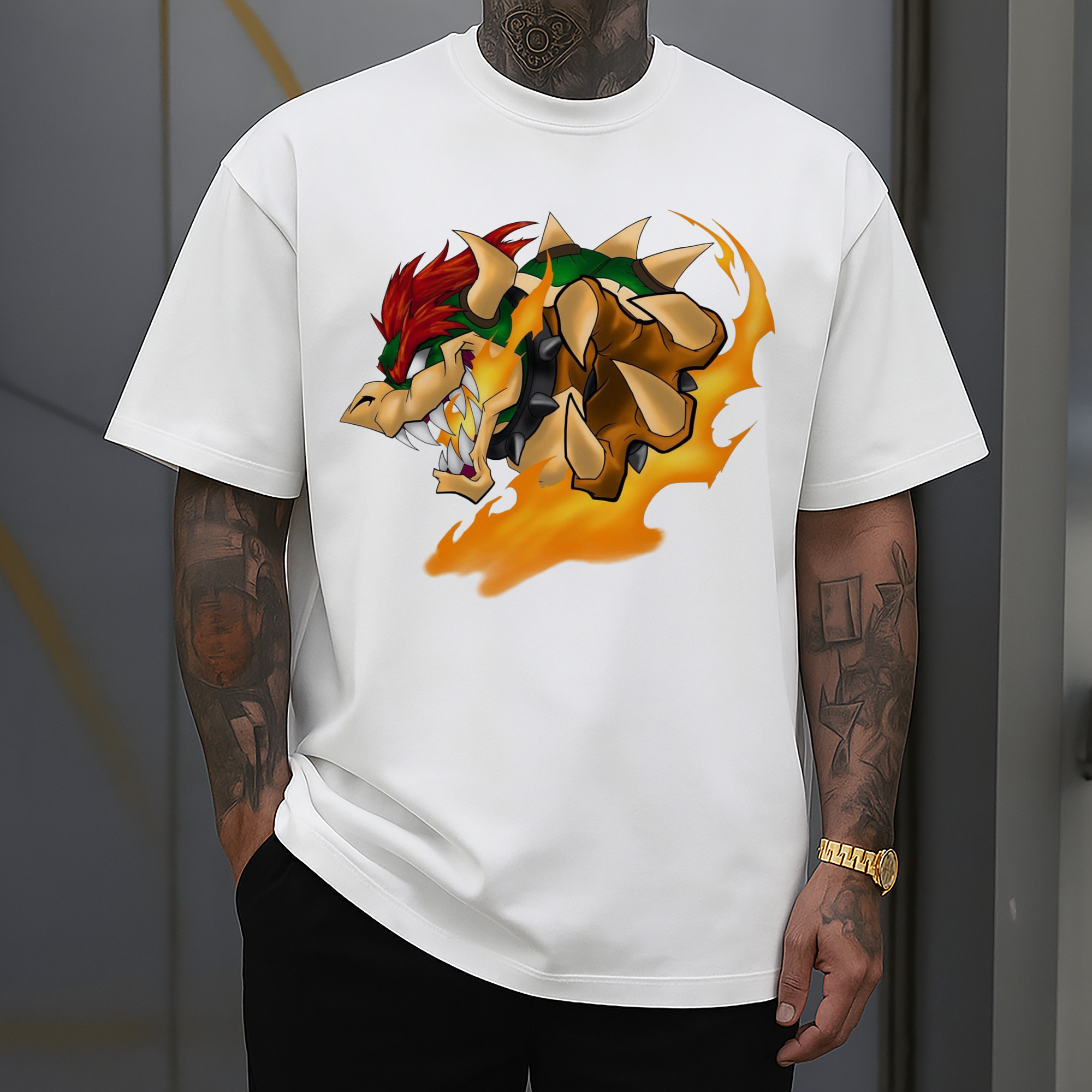 Bowser King Koopa Release fire Graphic T-Shirt