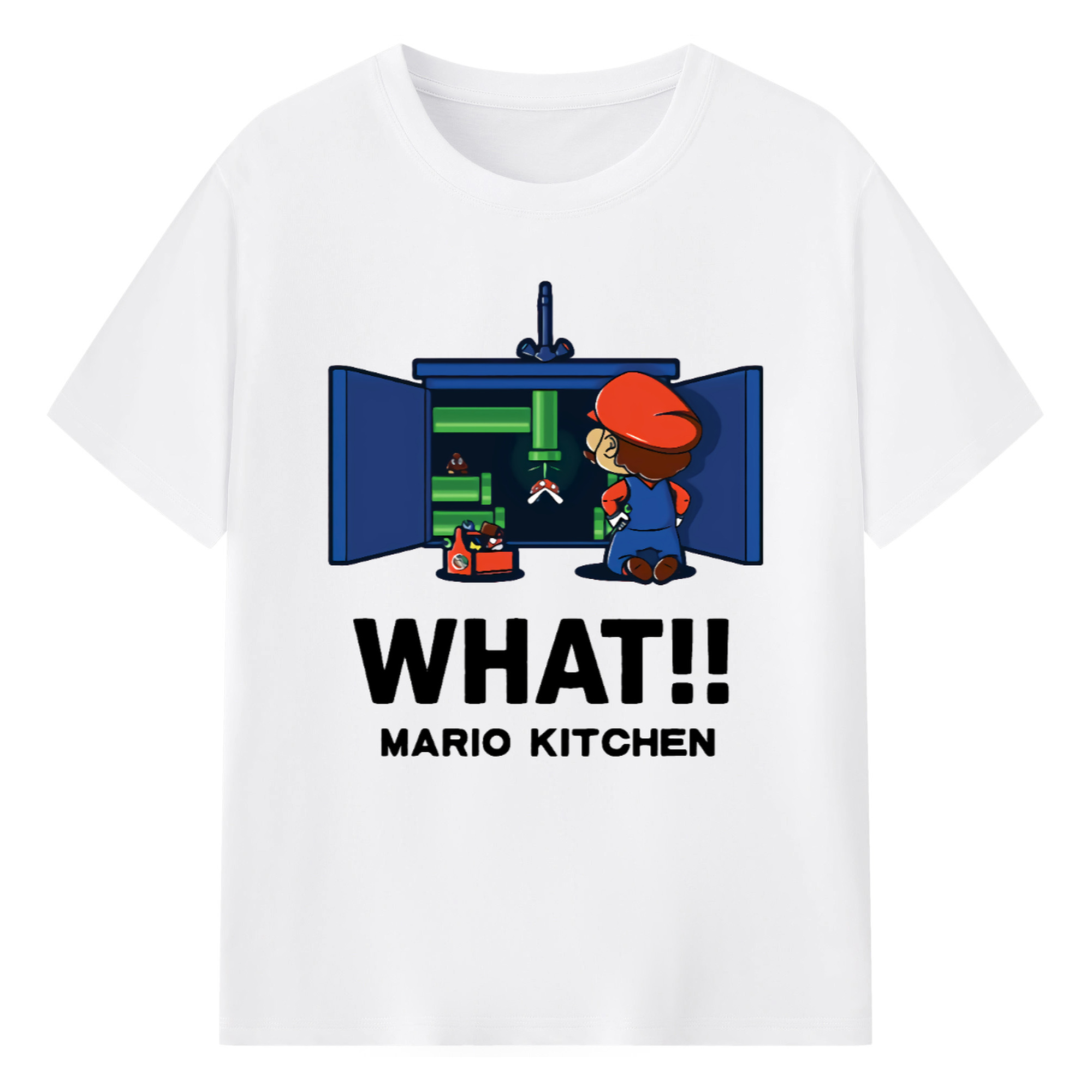 Nintendo Super Mario kitchen 'what' t-shirt - 180g Cotton T-Shirt With Front Heat Transfer Print – Soft, Lightweight, Fitted Design – Comfortable Casual Wear For Sports & Everyday Use