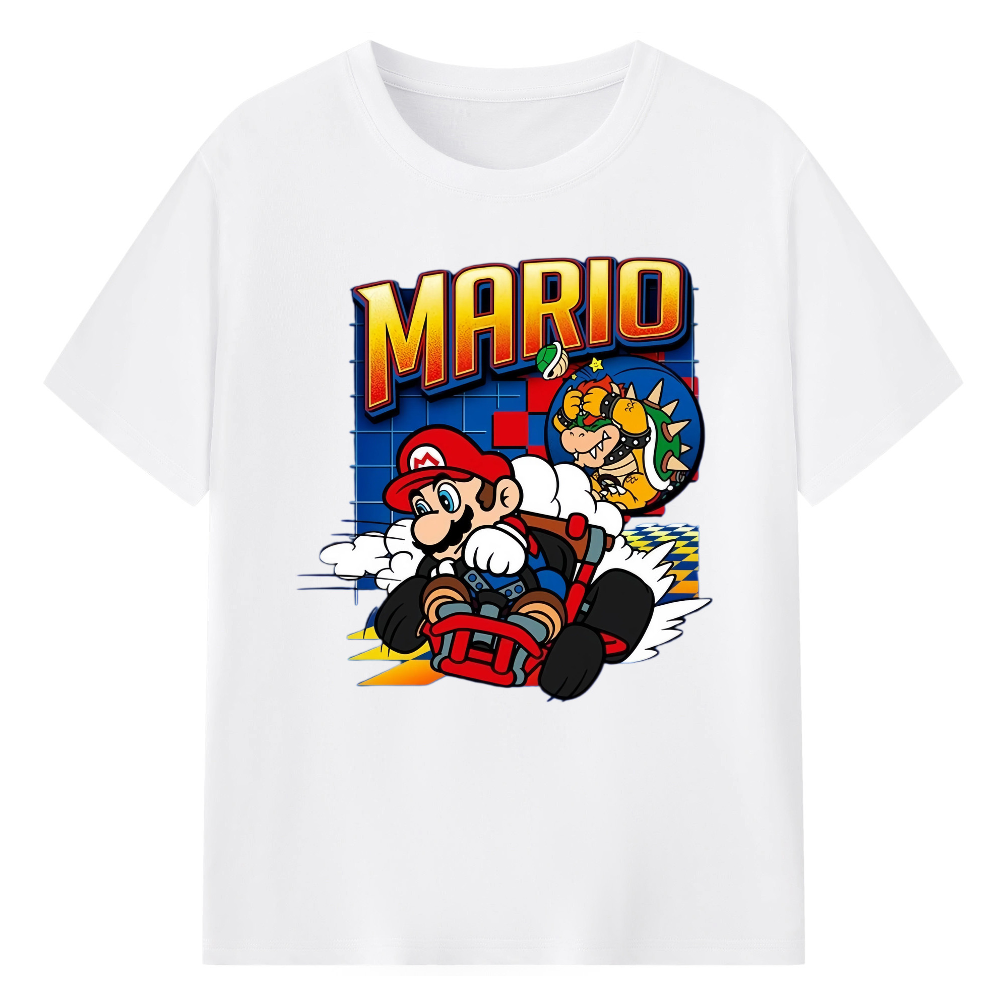 Super Mario &#039;Beat Bowser Koopa &#039;kart T-shirt - 180g Cotton T-Shirt With Front Heat Transfer Print – Soft, Lightweight, Fitted Design – Comfortable Casual Wear For Sports & Everyday Use