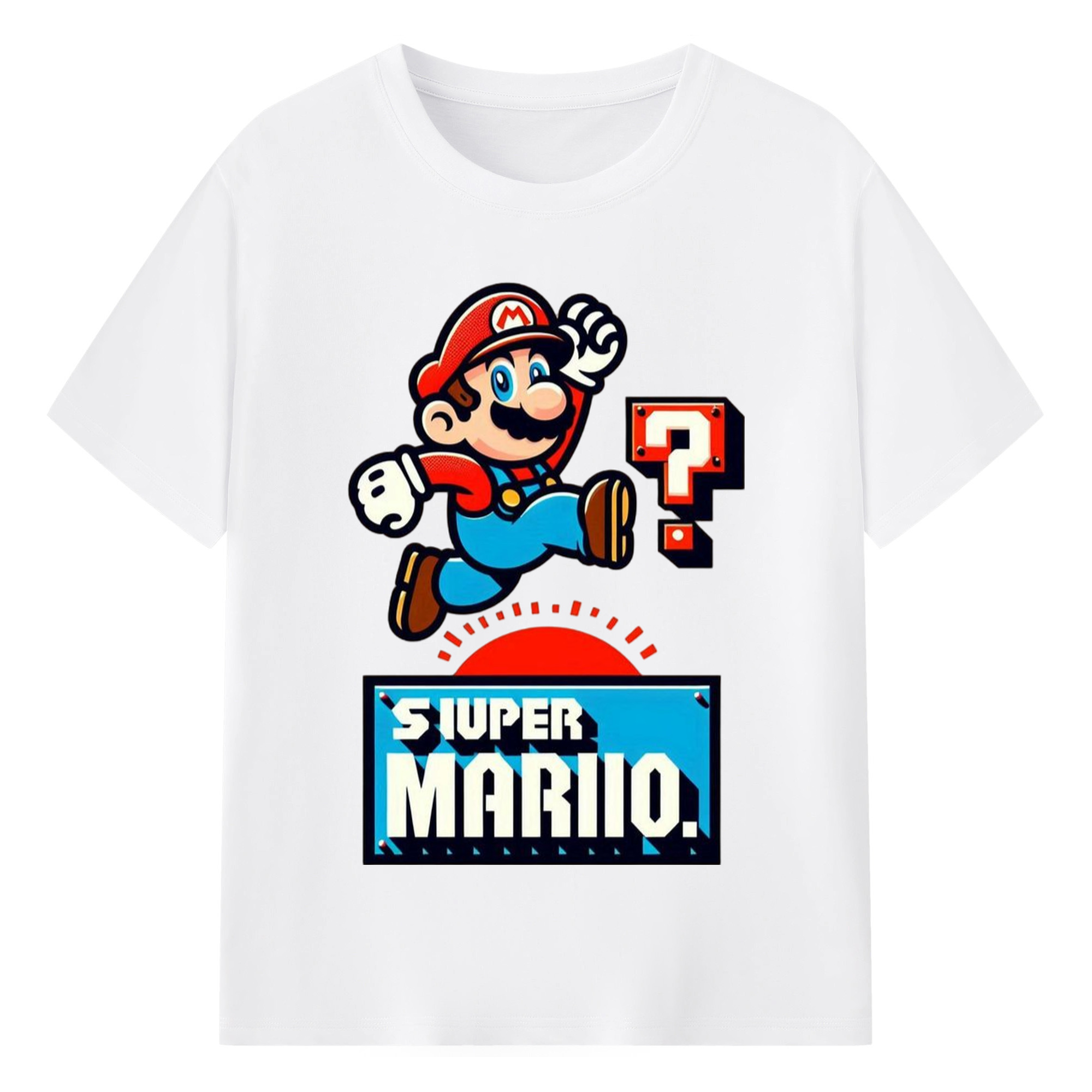 Super Mario 'jumping' T-shirt - 180g Cotton T-Shirt With Front Heat Transfer Print – Soft, Lightweight, Fitted Design – Comfortable Casual Wear For Sports & Everyday Use
