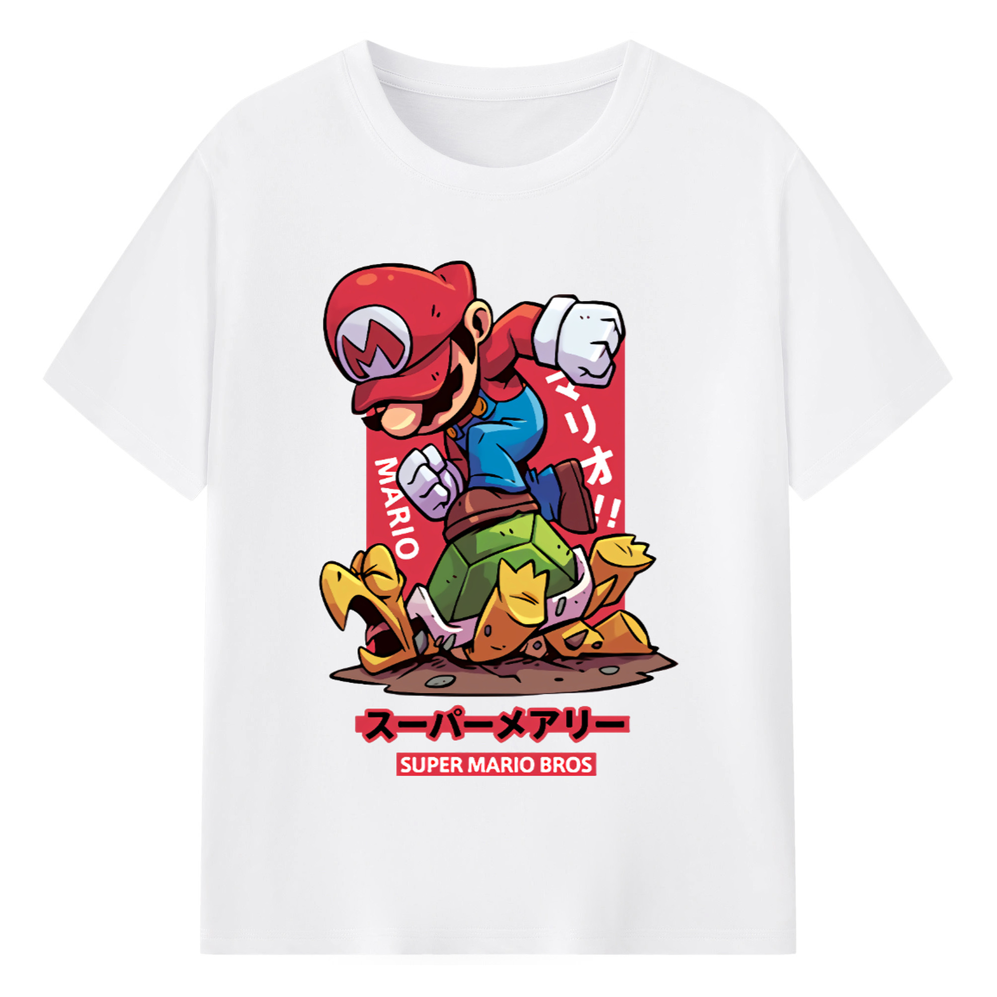 Super Mario 'Stamp Koopa' Cartoon Art T-shirt - 180g Cotton T-Shirt With Front Heat Transfer Print – Soft, Lightweight, Fitted Design – Comfortable Casual Wear For Sports & Everyday Use