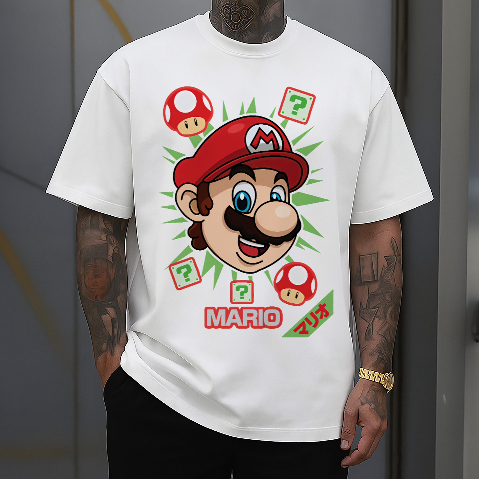 Nintendo mario cartoon profile t-shirt
