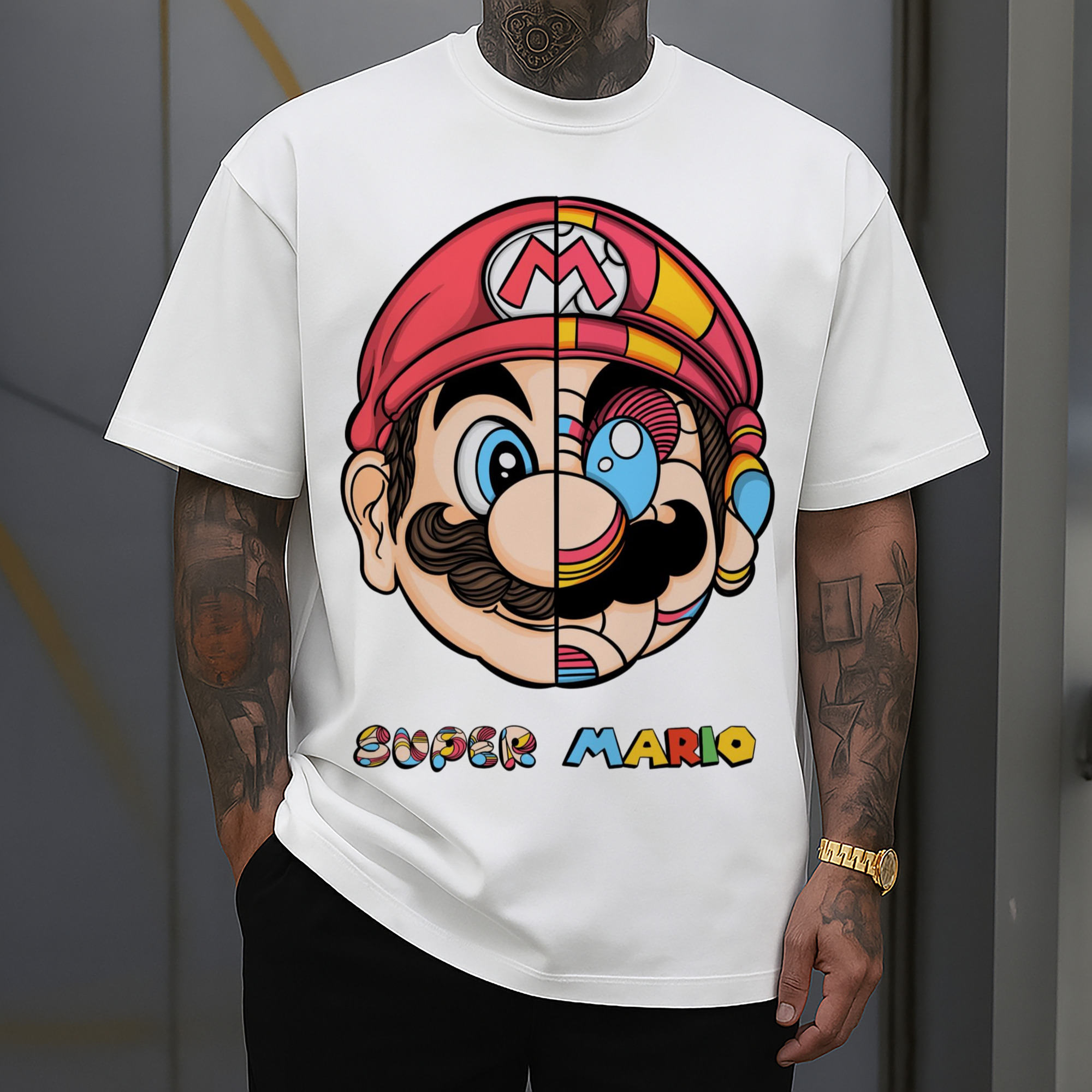 Nintendo Super Colored origami style t-shirt