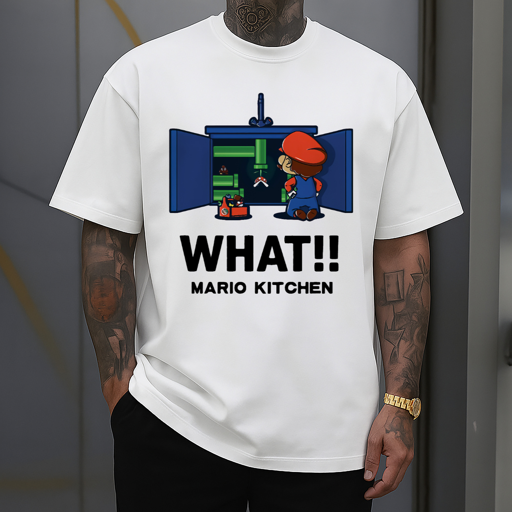 Nintendo Super Mario kitchen 'what' t-shirt