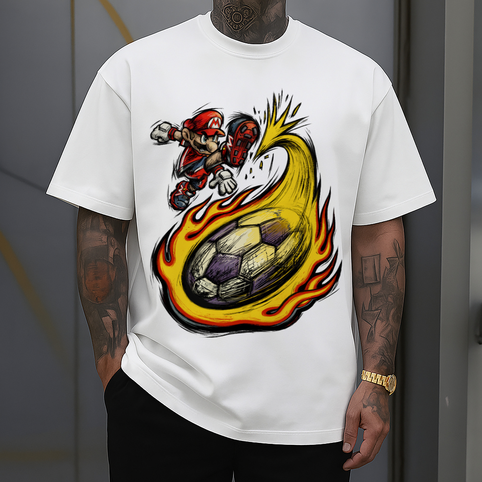 Nintendo Super 'shoot' Painted style Tee