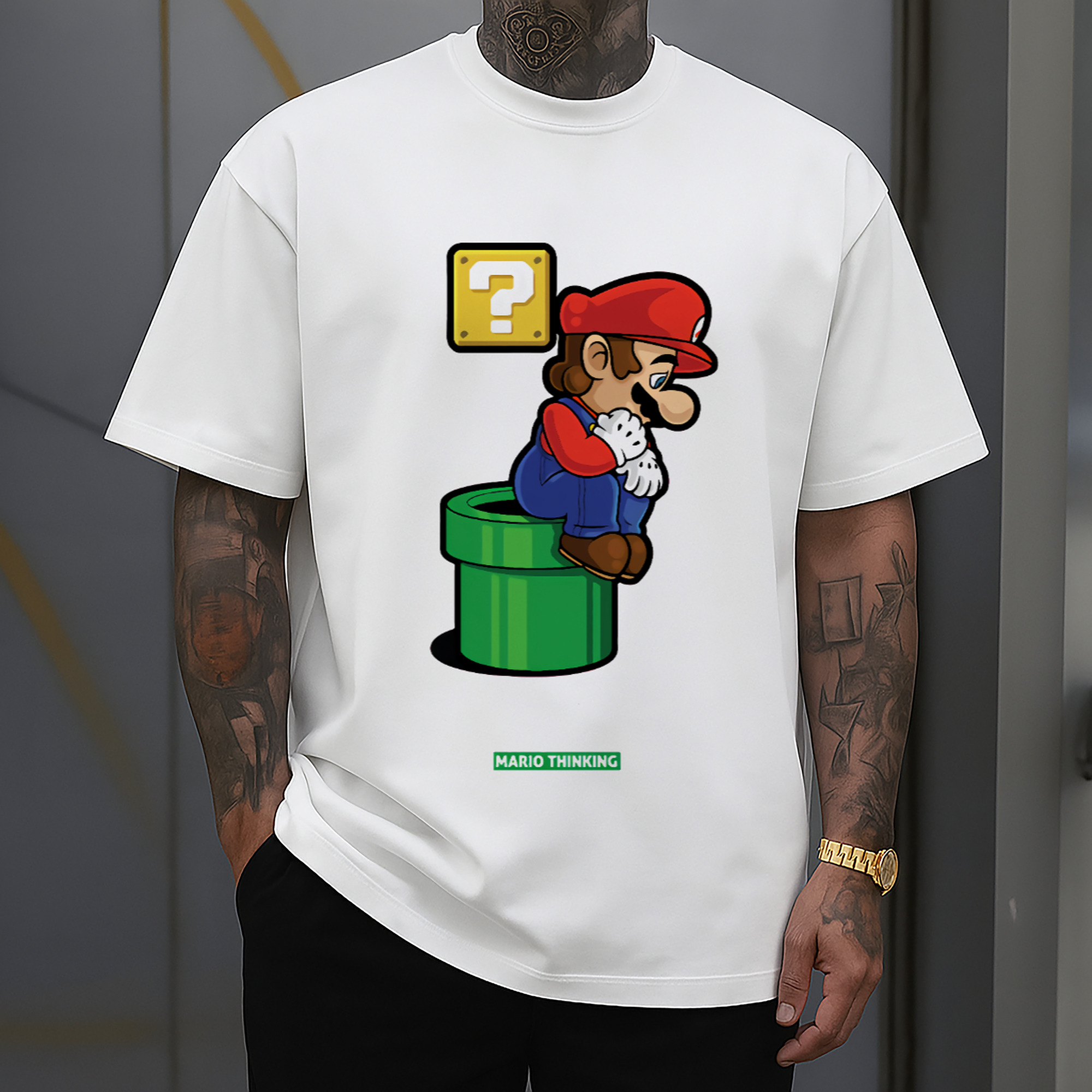 Super Mario 'deep thinking 'T-shirt