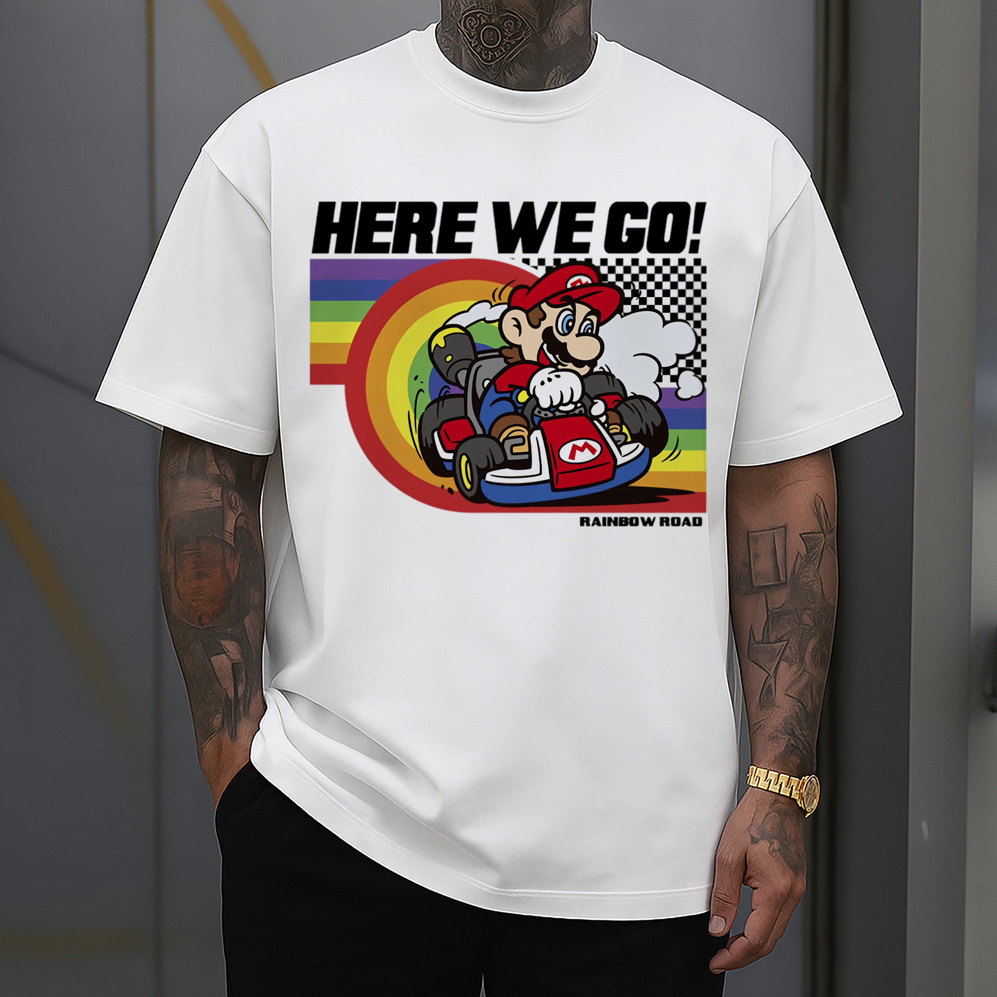 Super Mario Rainbow drift kart T-shirt