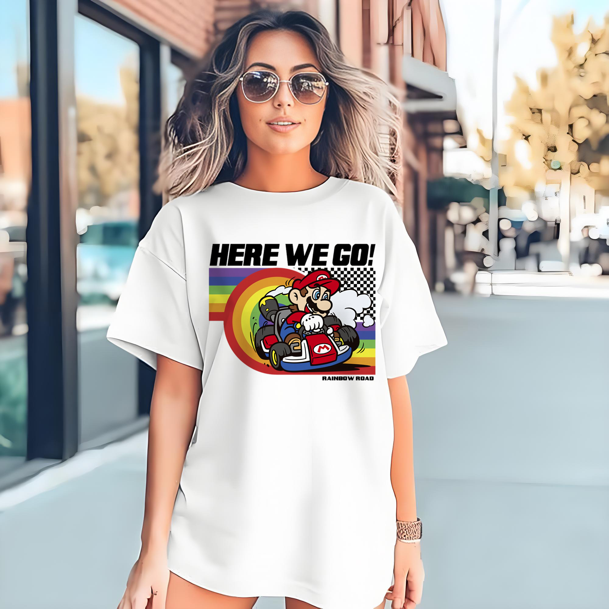 Super Mario Rainbow drift kart T-shirt