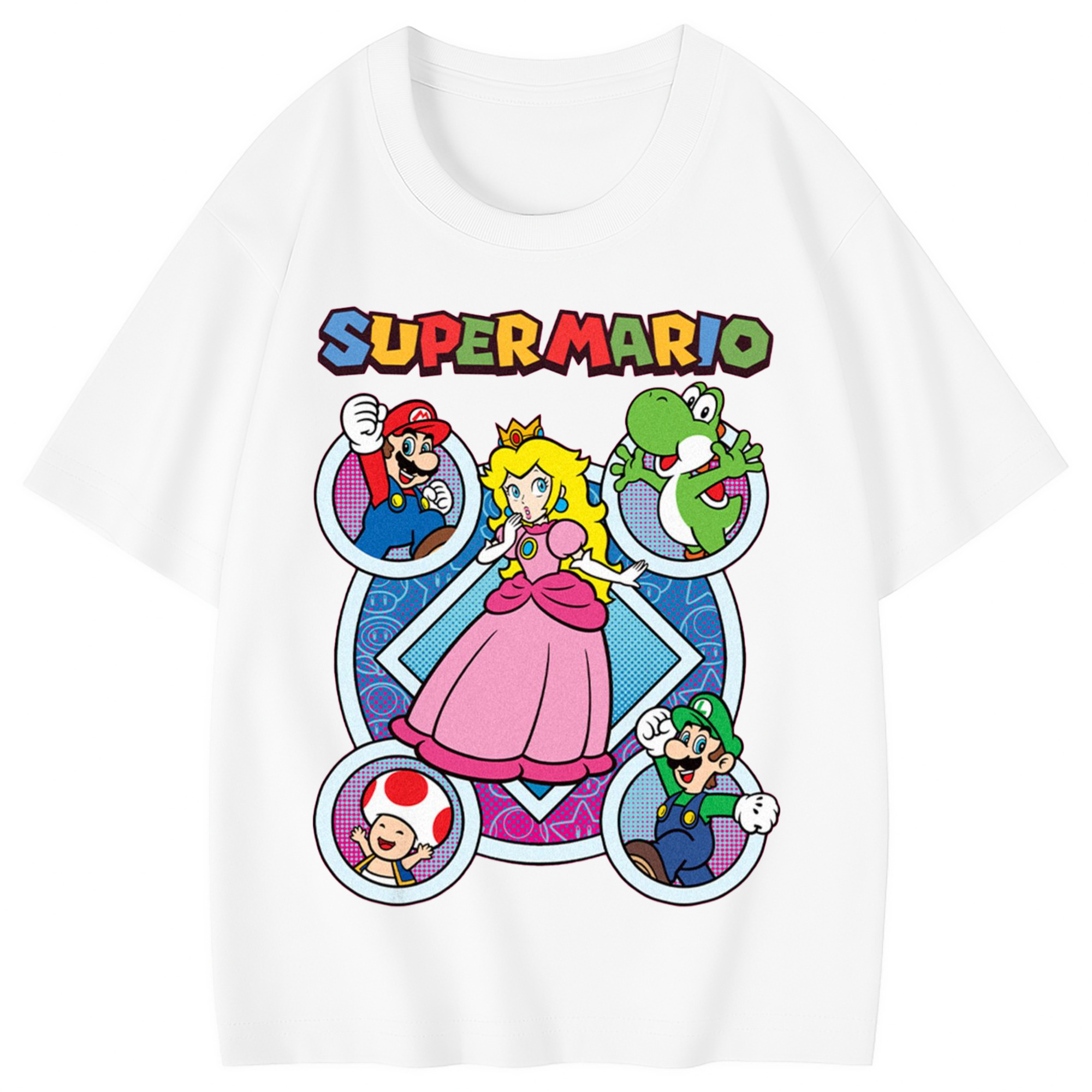 Nintendo princess peach and she's friends t shirts - Combed Cotton Kids T-Shirt 180g With Front Heat Transfer Print – Soft, Lightweight, Side-Seamed Design – Stylish And Comfortable Casual Wear For Everyday Activities