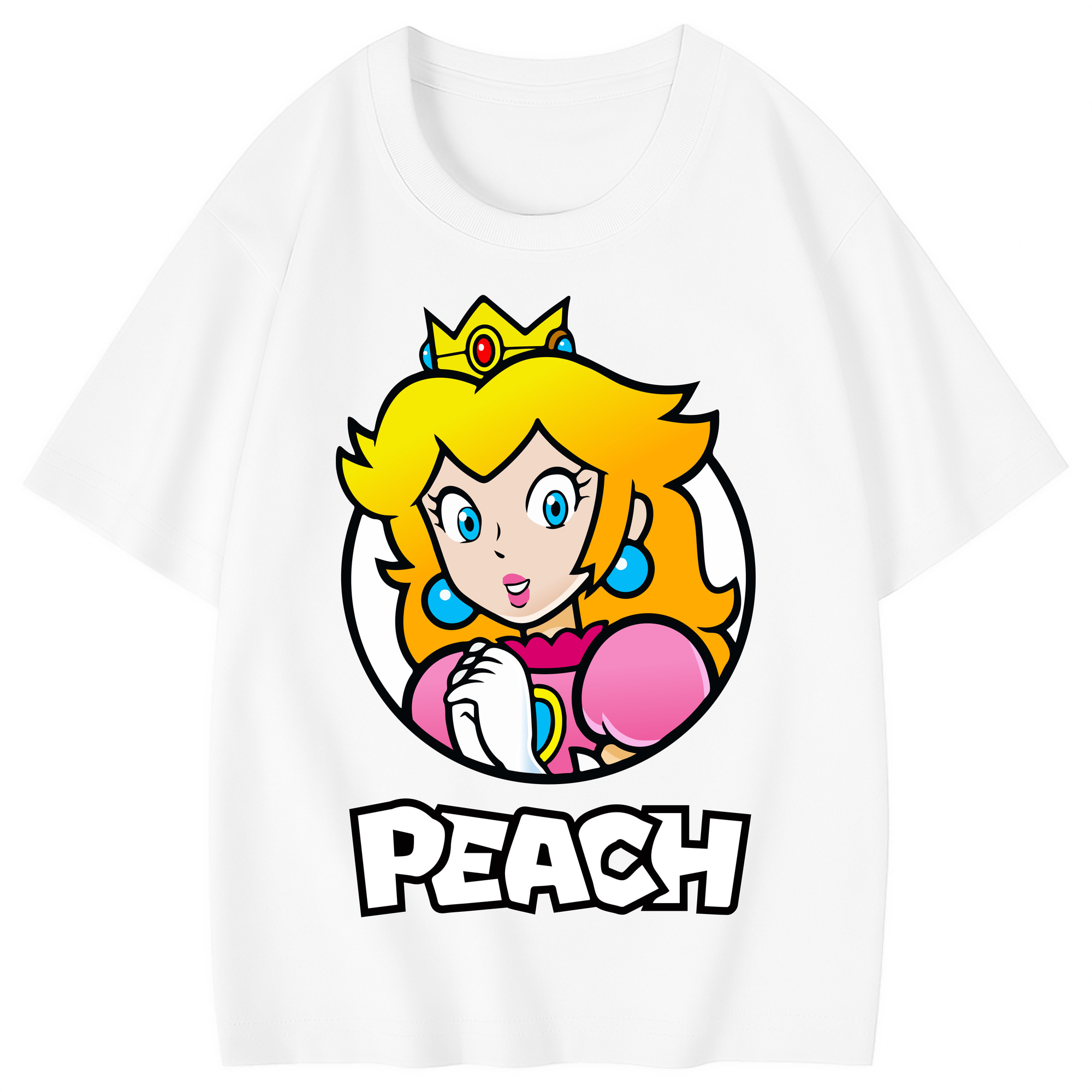Nintendo princess peach profile t-shirt - Combed Cotton Kids T-Shirt 180g With Front Heat Transfer Print – Soft, Lightweight, Side-Seamed Design – Stylish And Comfortable Casual Wear For Everyday Activities