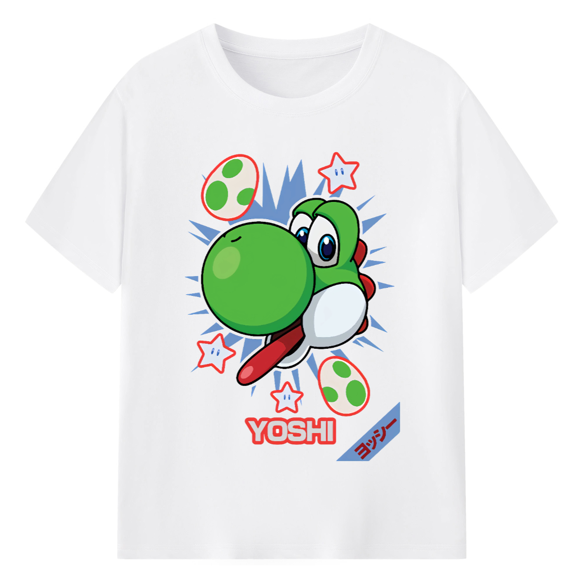 Super Mario Yoshi cartoon profile t-shirt - 180g Cotton T-Shirt With Front Heat Transfer Print – Soft, Lightweight, Fitted Design – Comfortable Casual Wear For Sports & Everyday Use