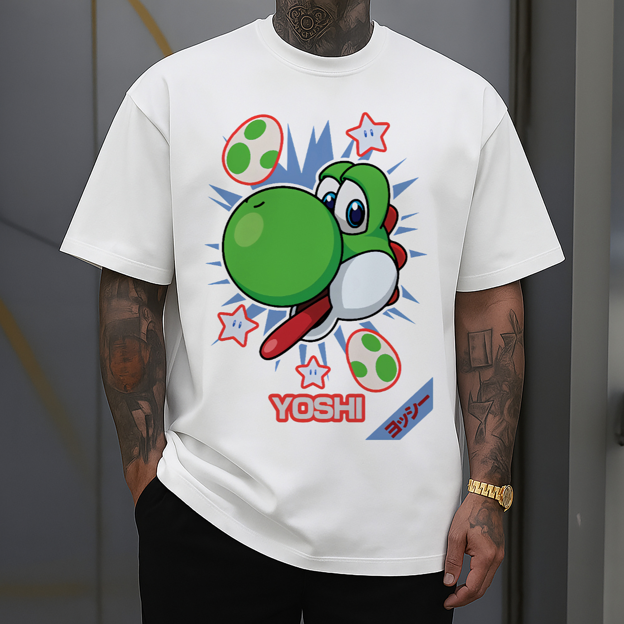 Super Mario Yoshi cartoon profile t-shirt