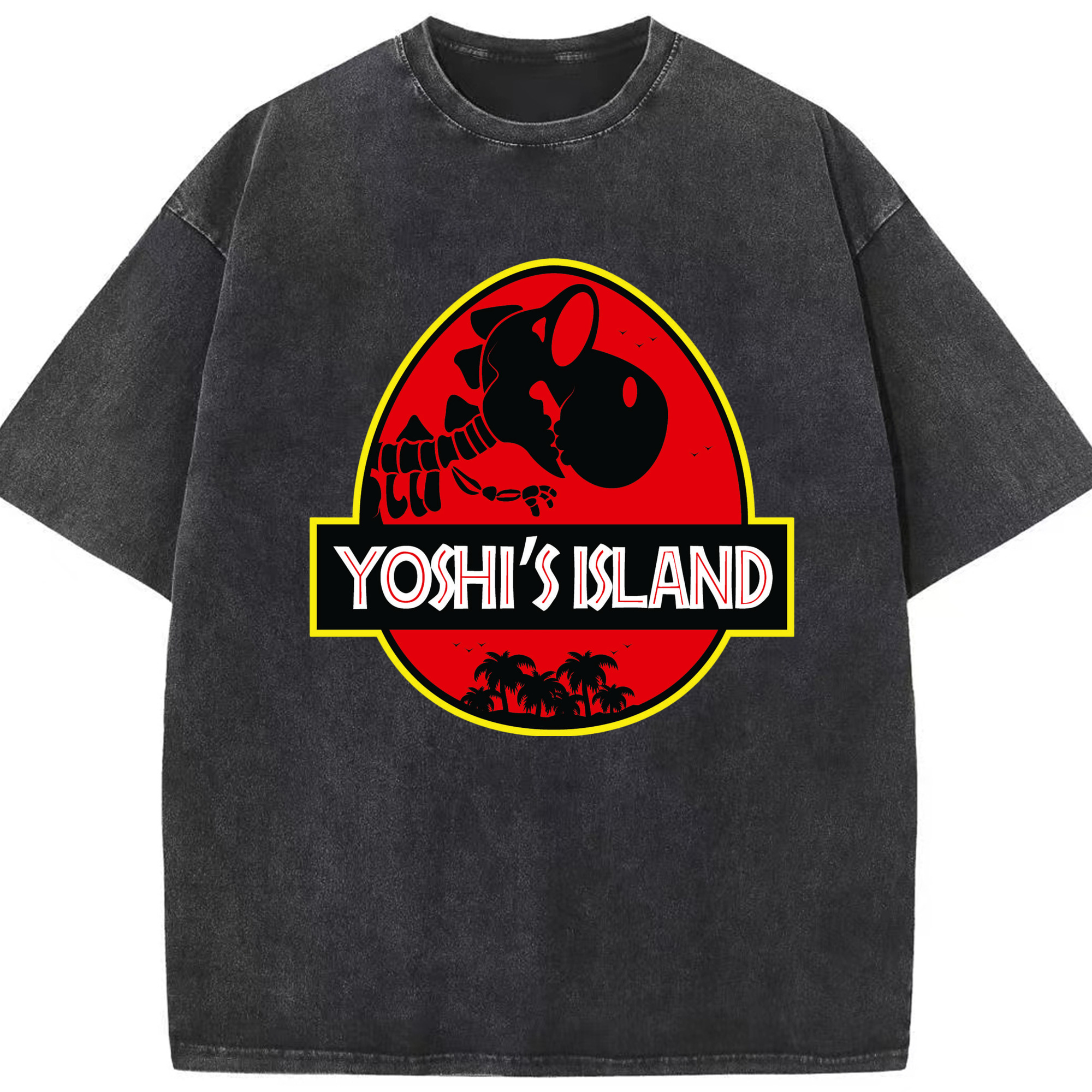 Super Mario Yoshi Bland Graphic t-shirt - Washed Vintage Look 230g Cotton Oversized T-Shirt With Front Heat Transfer Print – Soft, Lightweight, Stylish Fit – Comfortable Casual Wear For Sports & Everyday Use