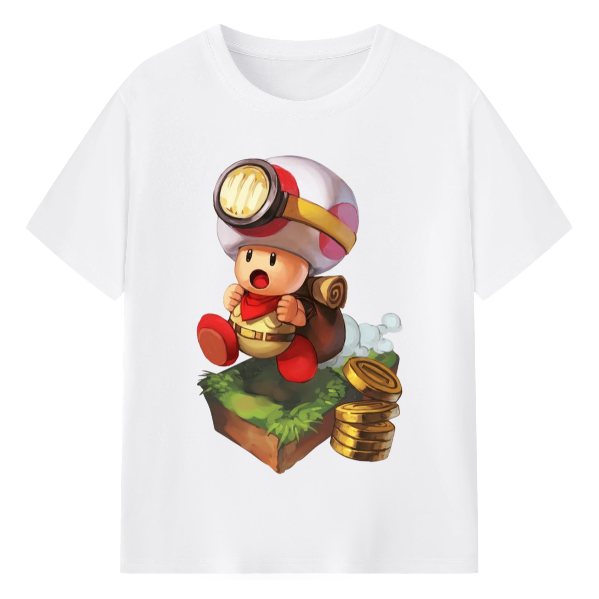 Nintendo Red 'find cion' Toad Shirt - 180g Cotton T-Shirt With Front Heat Transfer Print – Soft, Lightweight, Fitted Design – Comfortable Casual Wear For Sports & Everyday Use