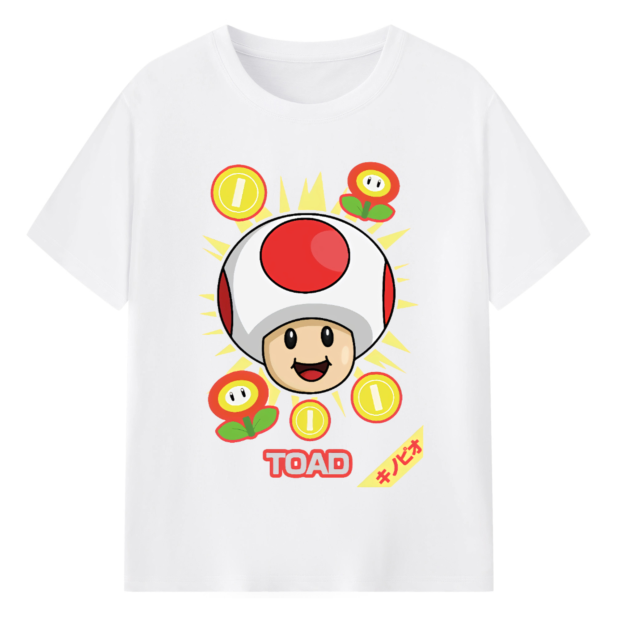 Nintendo super mario Sweet smile Red Toad Shirt - 180g Cotton T-Shirt With Front Heat Transfer Print – Soft, Lightweight, Fitted Design – Comfortable Casual Wear For Sports & Everyday Use