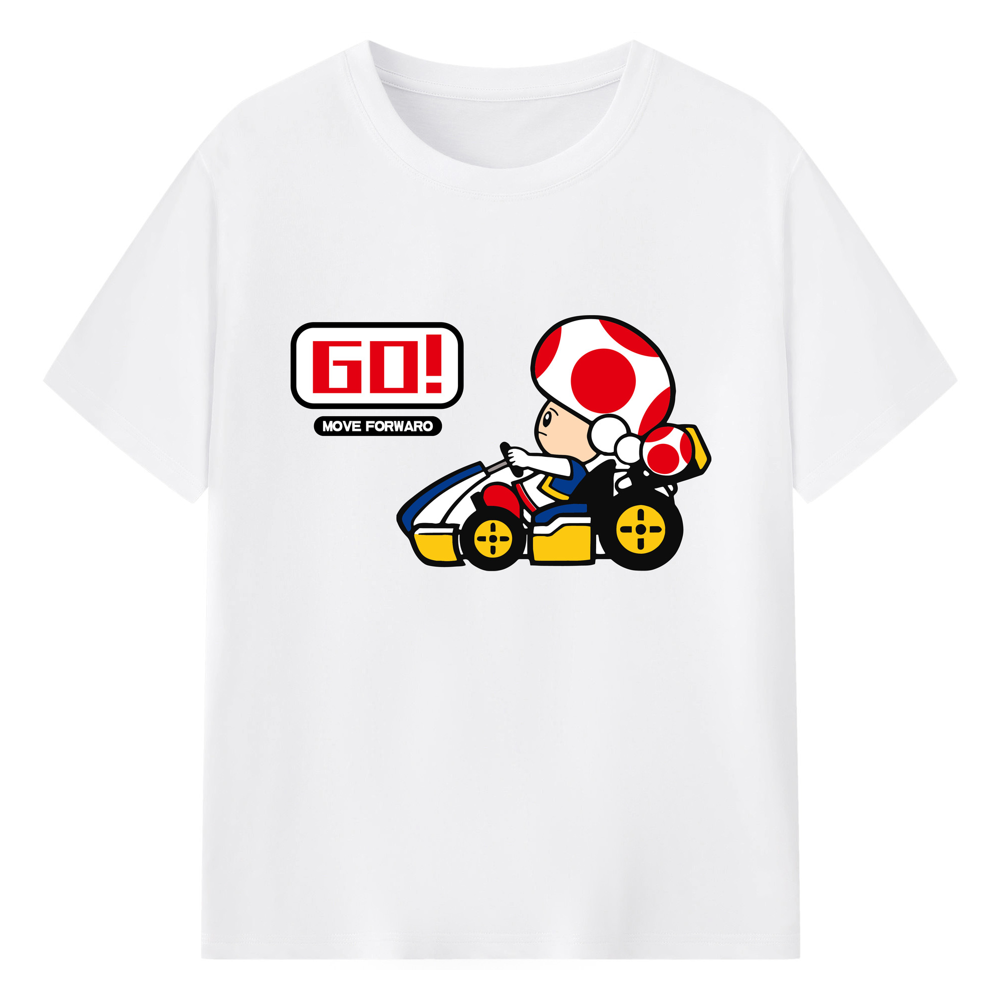 Super mario kart red toad t shirt - 180g Cotton T-Shirt With Front Heat Transfer Print – Soft, Lightweight, Fitted Design – Comfortable Casual Wear For Sports & Everyday Use