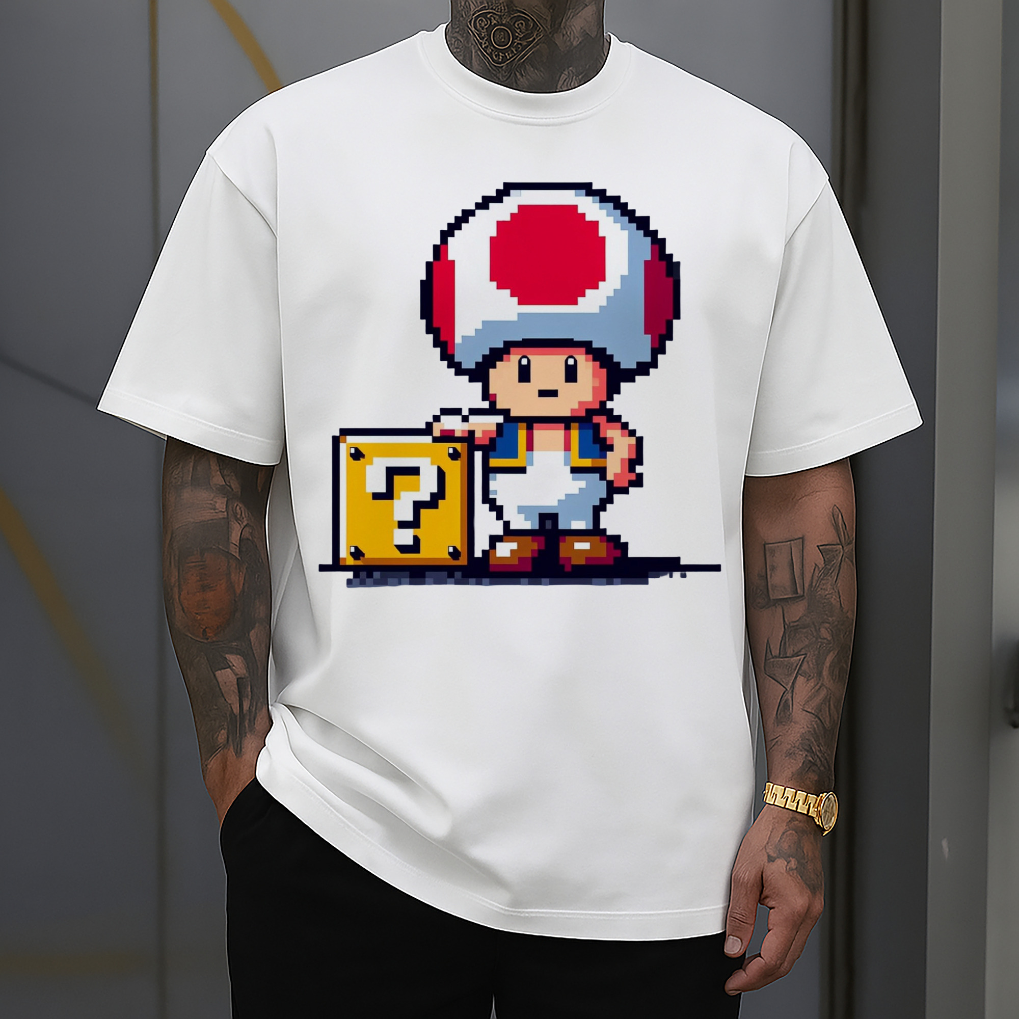 super mario Pixel Style red toad t shirt