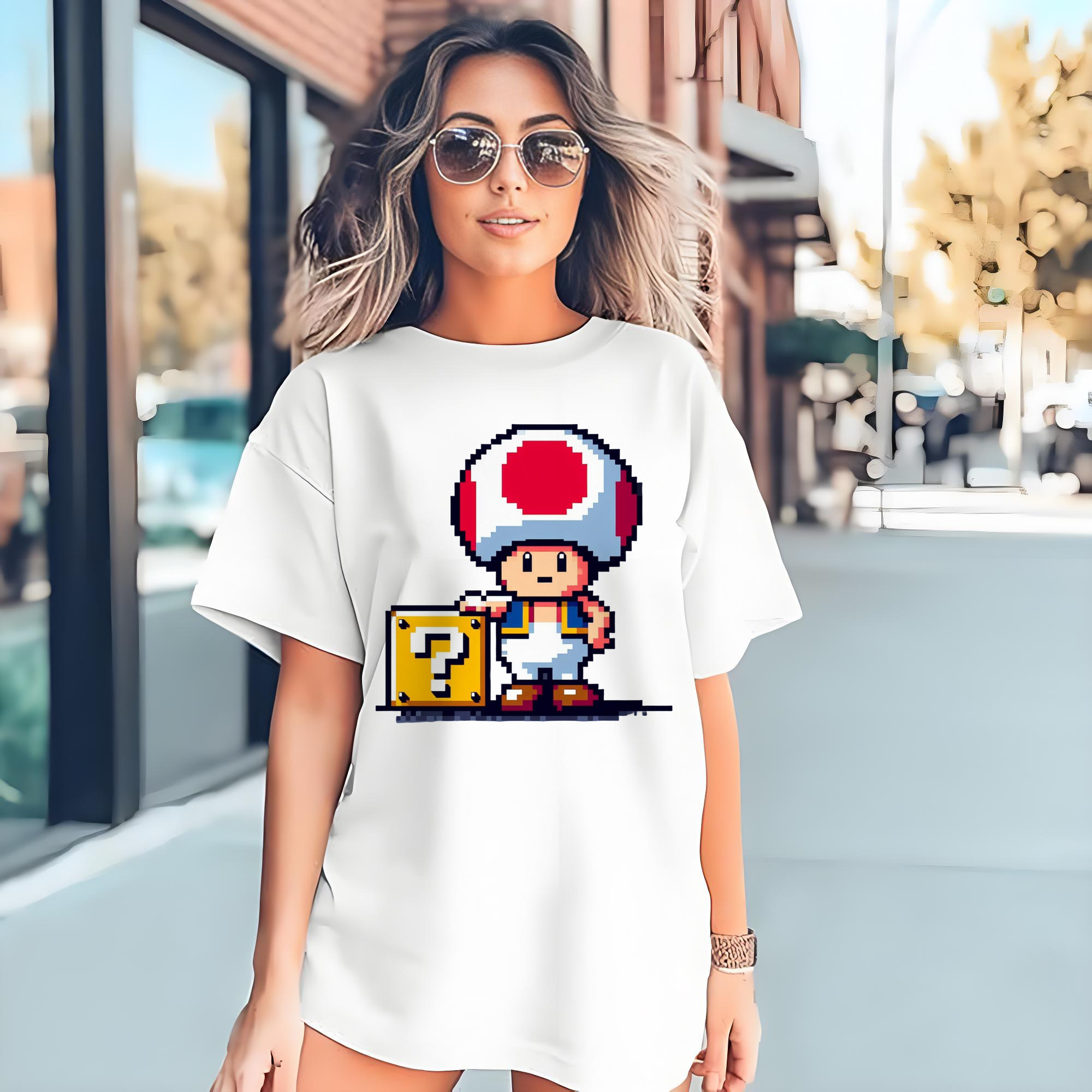 super mario Pixel Style red toad t shirt