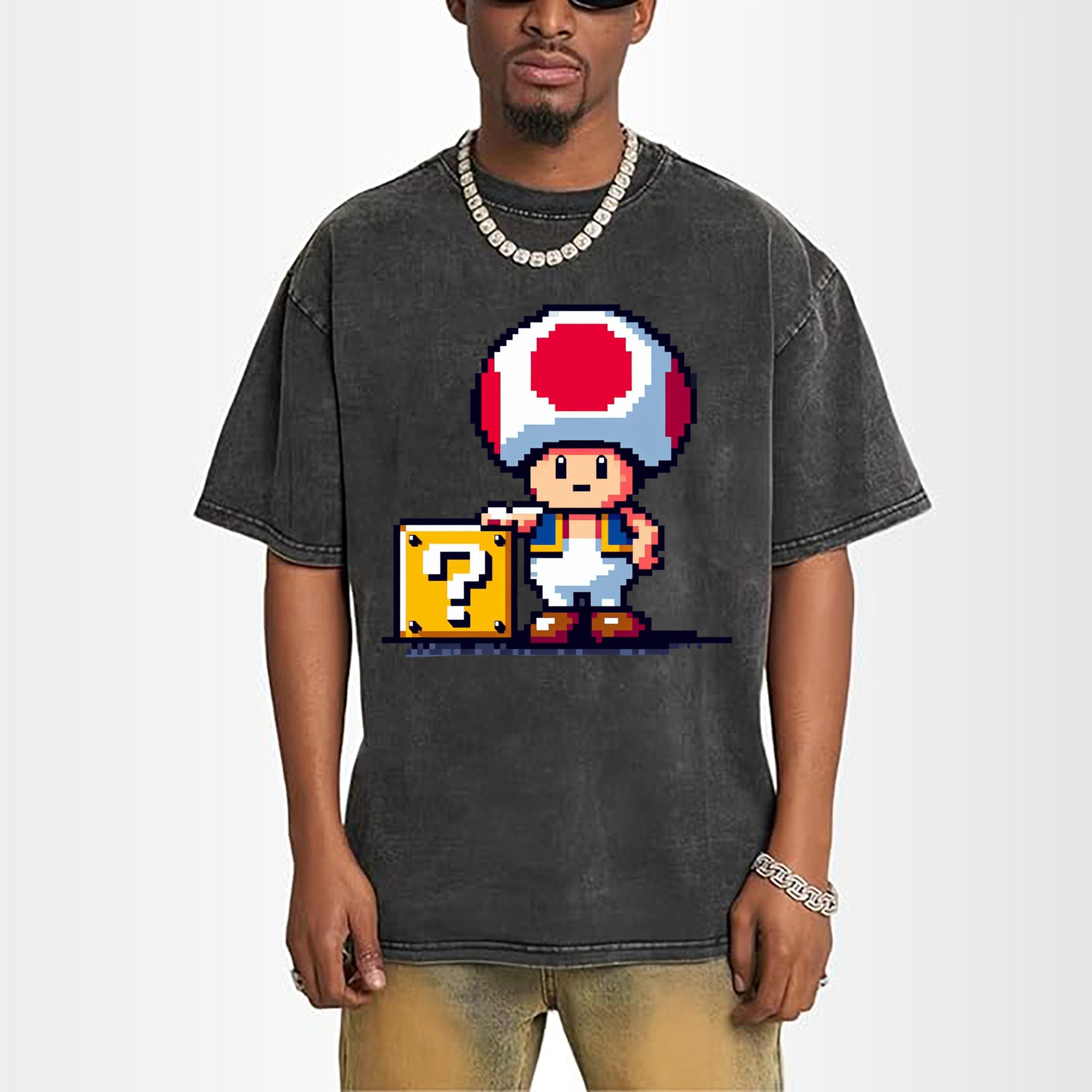 super mario Pixel Style red toad t shirt