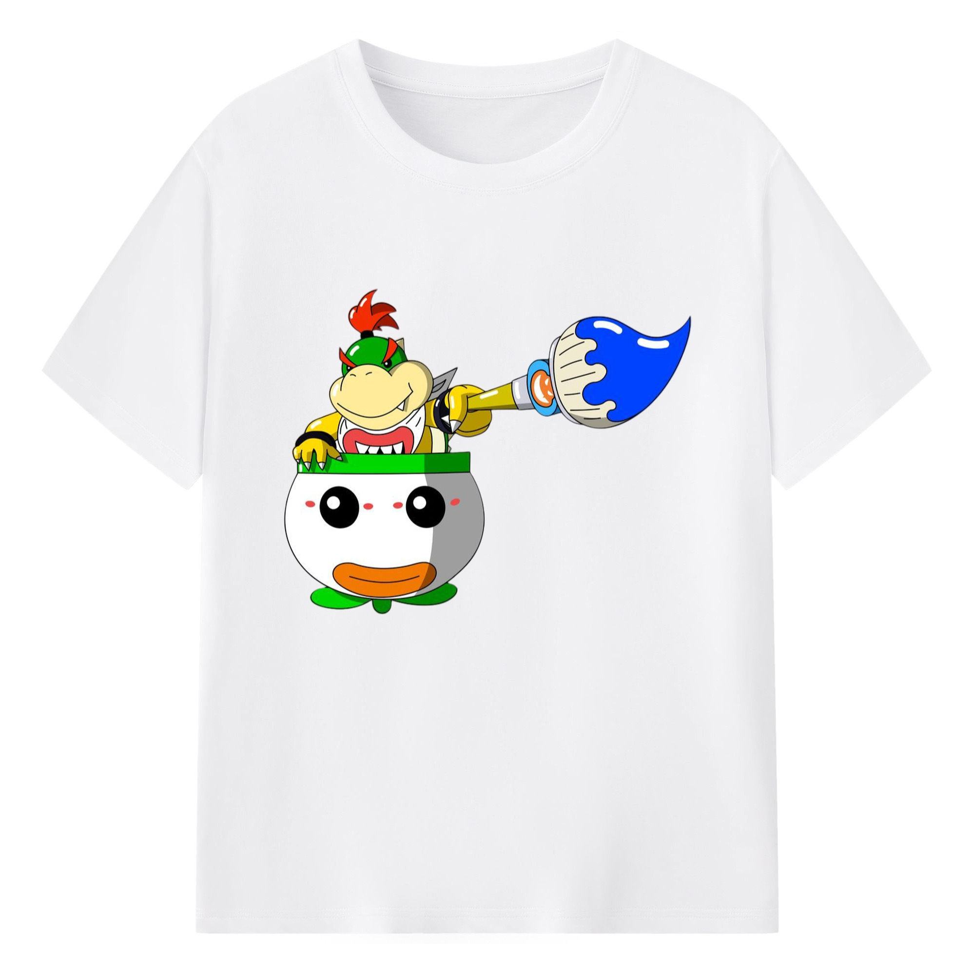 Boy's Nintendo Bowser Jr. cartoon t-shirt - 180g Cotton T-Shirt With Front Heat Transfer Print – Soft, Lightweight, Fitted Design – Comfortable Casual Wear For Sports & Everyday Use