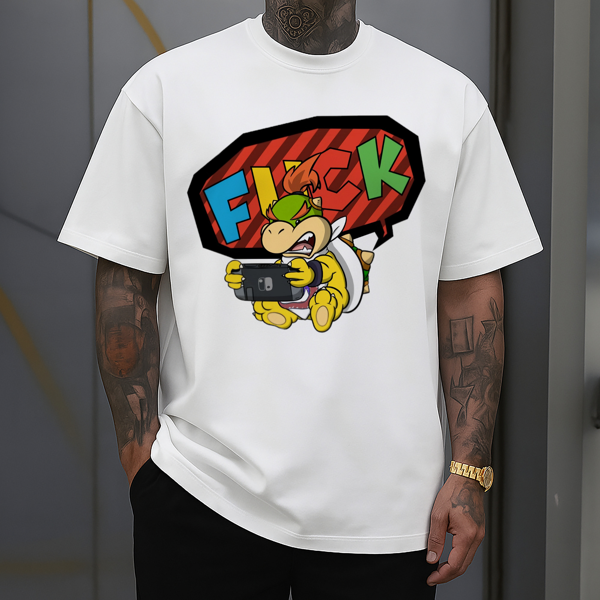 Boy&#039;s Nintendo Bowser Jr. cartoon &#039;fuck!&#039; Graphic Tee
