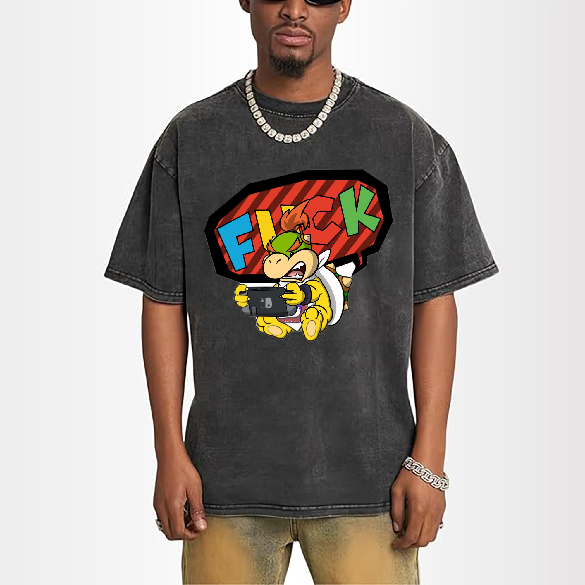Boy&#039;s Nintendo Bowser Jr. cartoon &#039;fuck!&#039; Graphic Tee