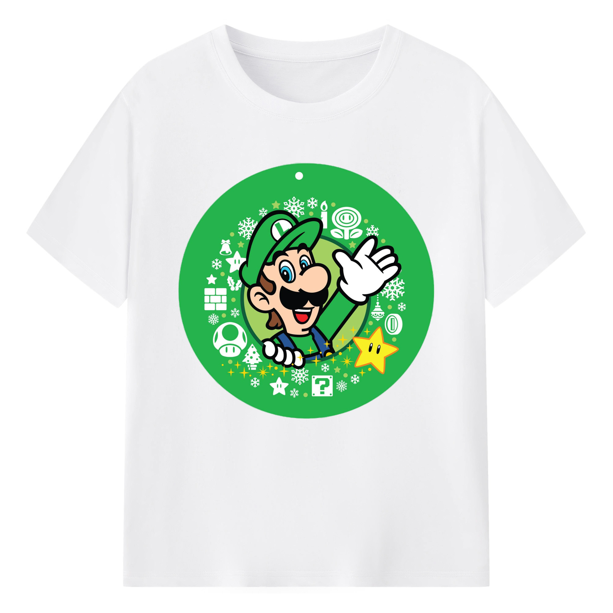Nintendo Luigi cion Graphic Tee - 180g Cotton T-Shirt With Front Heat Transfer Print – Soft, Lightweight, Fitted Design – Comfortable Casual Wear For Sports & Everyday Use