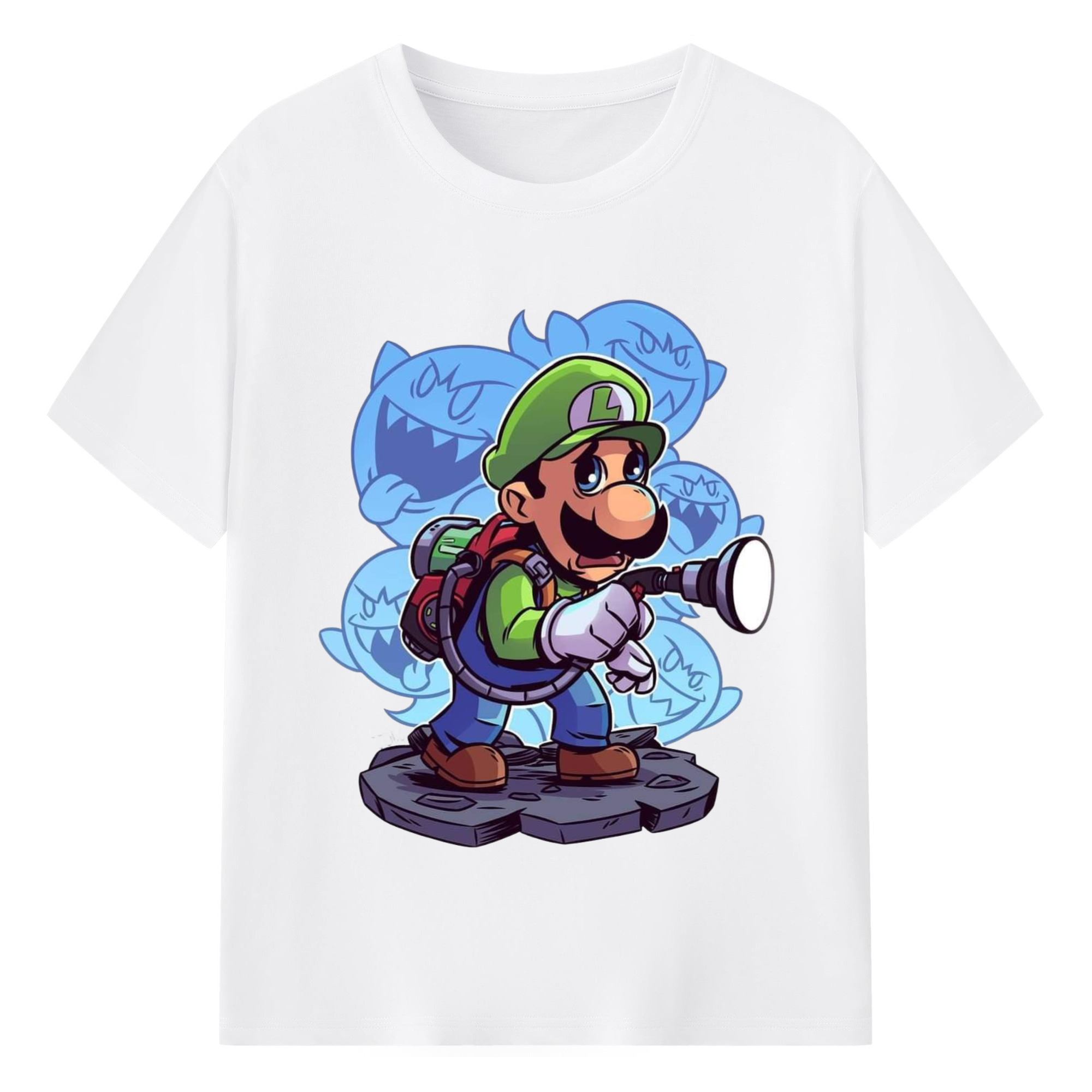 Nintendo Luigi Luigi's Mansion T-ee - 180g Cotton T-Shirt With Front Heat Transfer Print – Soft, Lightweight, Fitted Design – Comfortable Casual Wear For Sports & Everyday Use