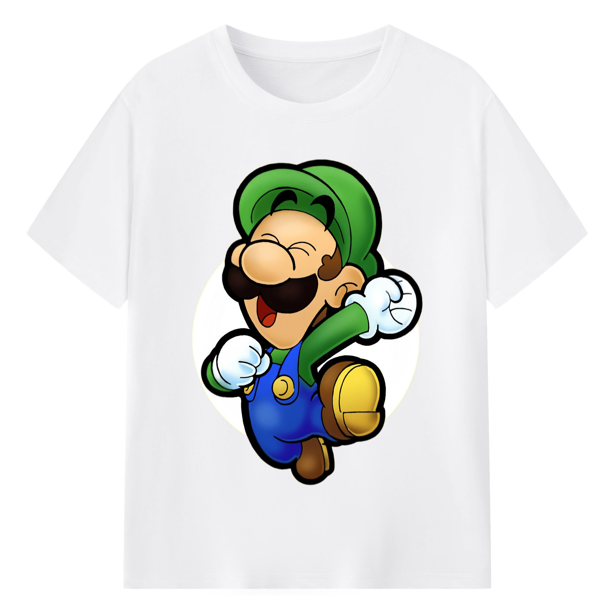 Nintendo luigi happy t shirts - 180g Cotton T-Shirt With Front Heat Transfer Print – Soft, Lightweight, Fitted Design – Comfortable Casual Wear For Sports & Everyday Use