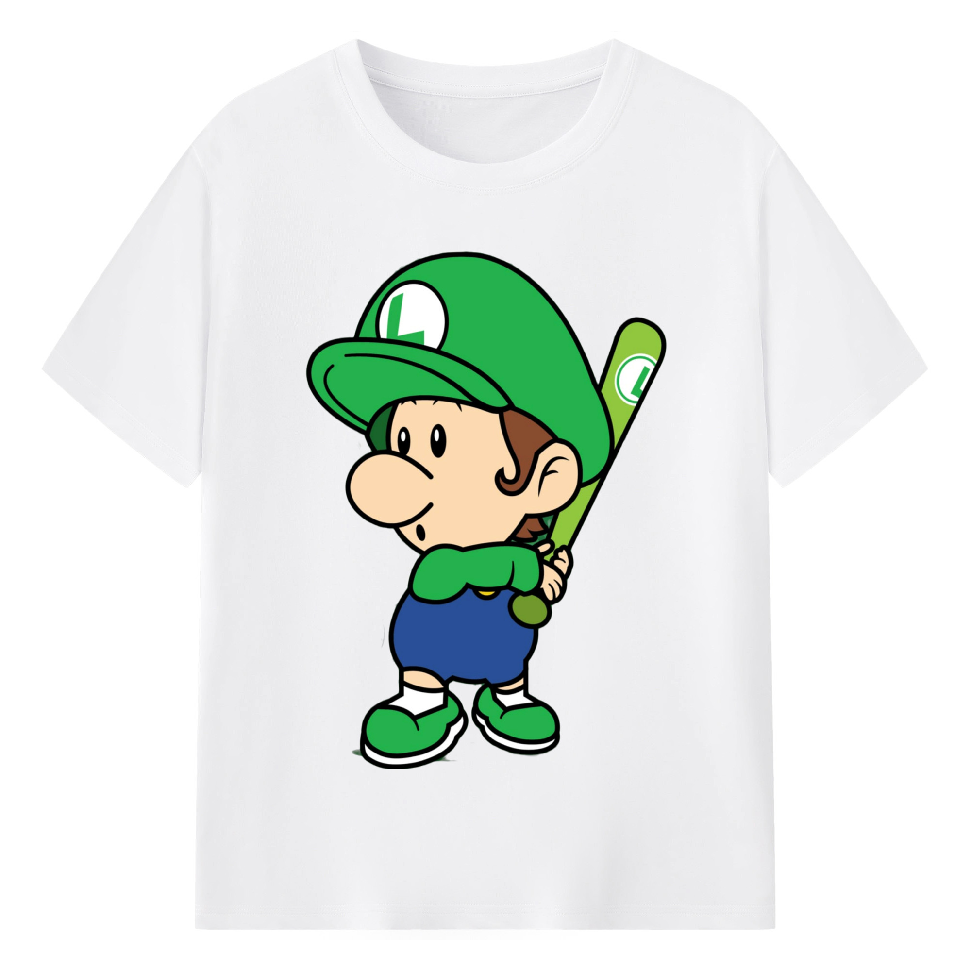 Nintendo Luigi the Teenager Graphic Tee - 180g Cotton T-Shirt With Front Heat Transfer Print – Soft, Lightweight, Fitted Design – Comfortable Casual Wear For Sports & Everyday Use