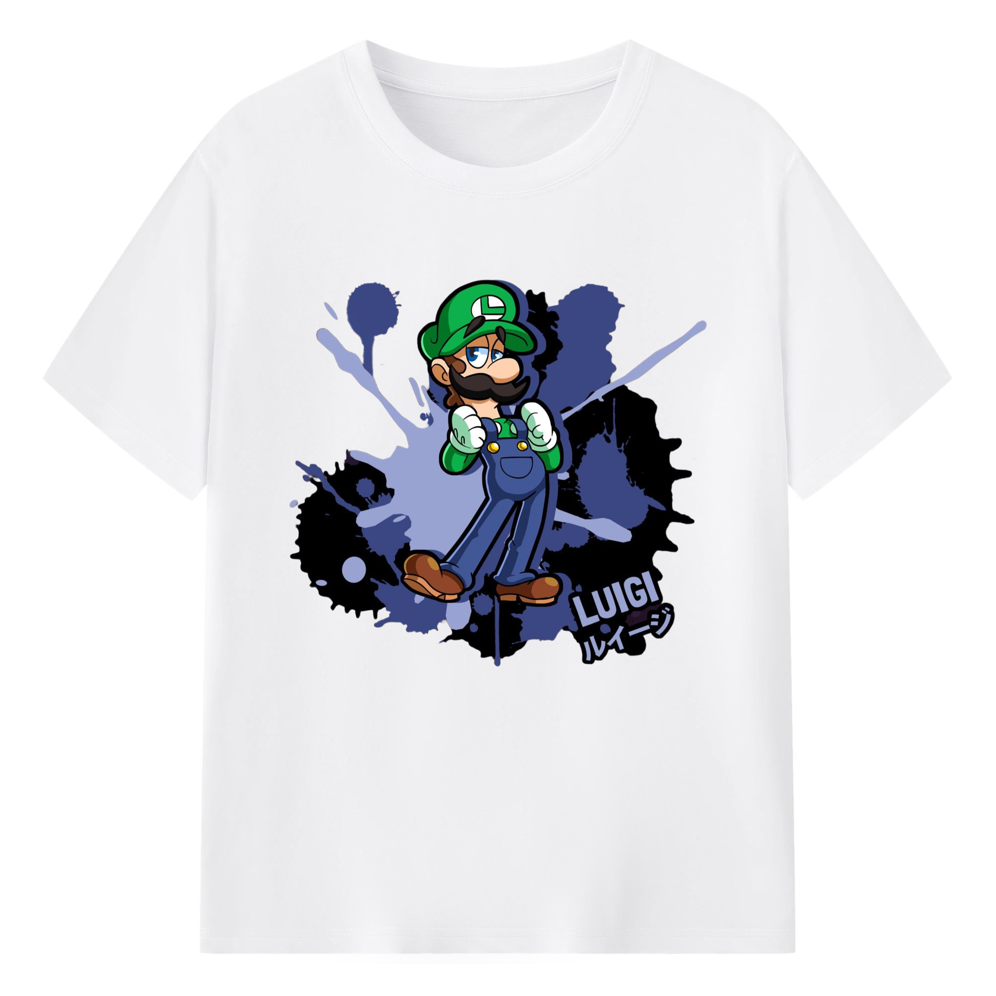 Nintendo Luigi  painting Graphic Tee - 180g Cotton T-Shirt With Front Heat Transfer Print – Soft, Lightweight, Fitted Design – Comfortable Casual Wear For Sports & Everyday Use