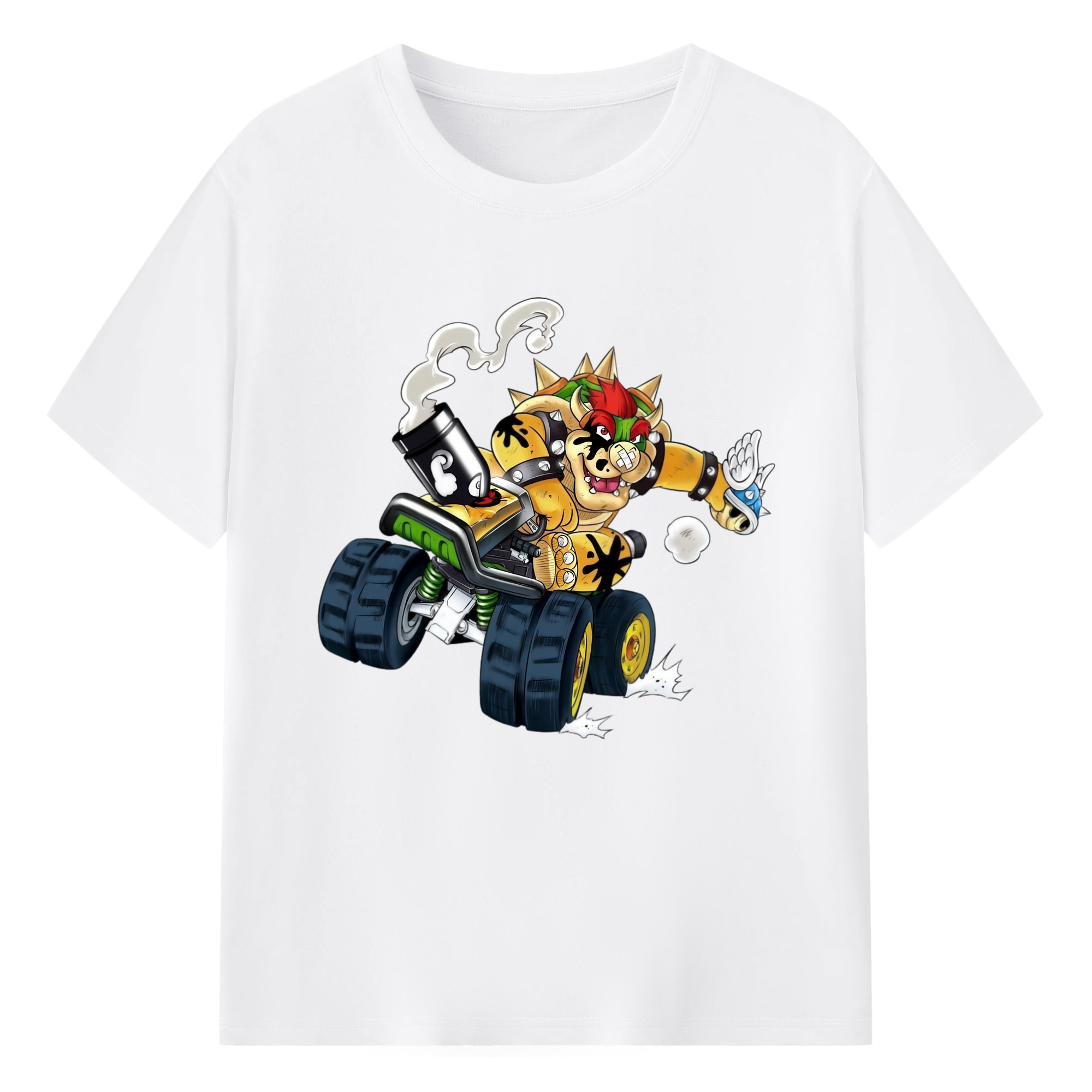 Nintendo King Koopa and kart T-shirt - 180g Cotton T-Shirt With Front Heat Transfer Print – Soft, Lightweight, Fitted Design – Comfortable Casual Wear For Sports & Everyday Use