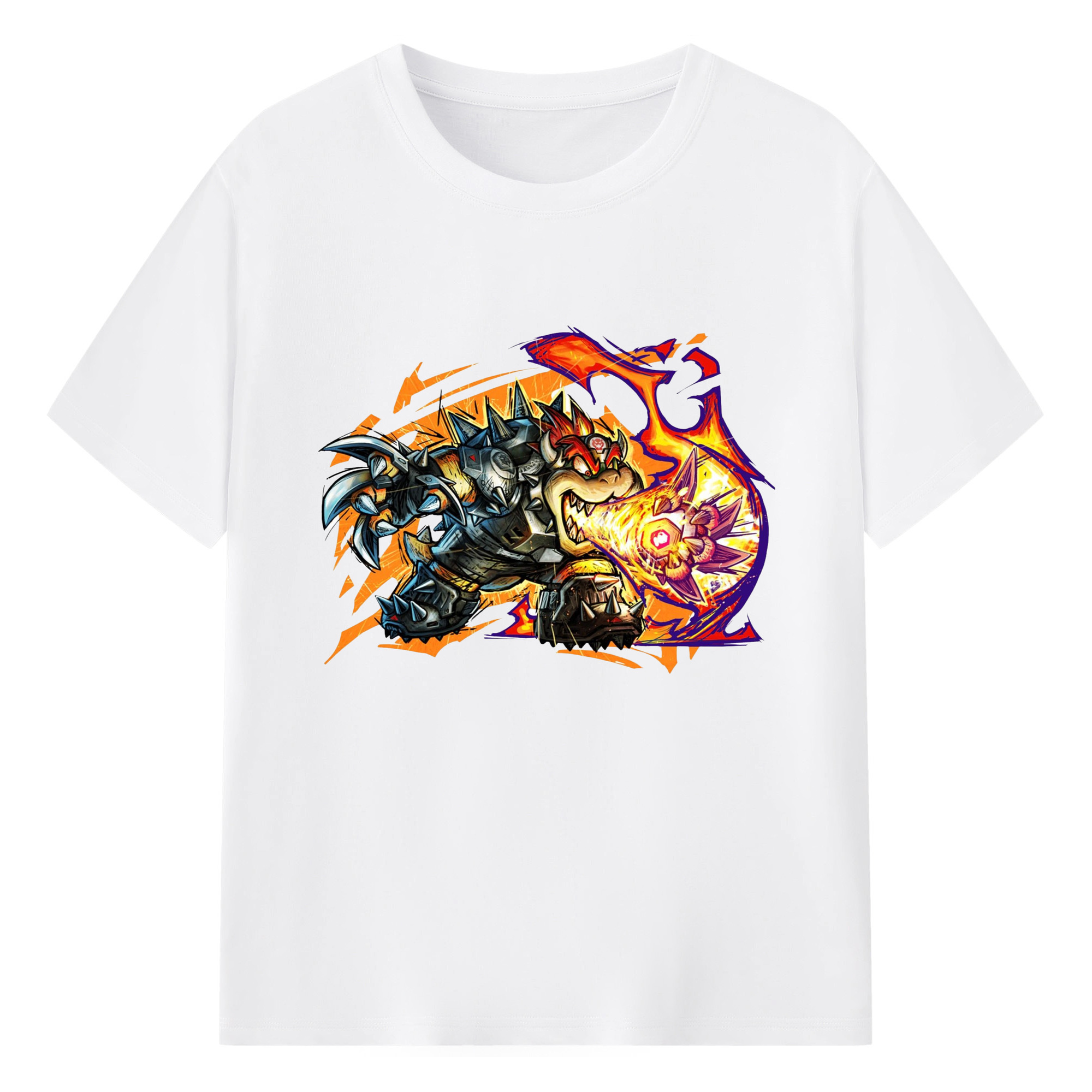 Nintendo King Koopa football T-shirt - 180g Cotton T-Shirt With Front Heat Transfer Print – Soft, Lightweight, Fitted Design – Comfortable Casual Wear For Sports & Everyday Use