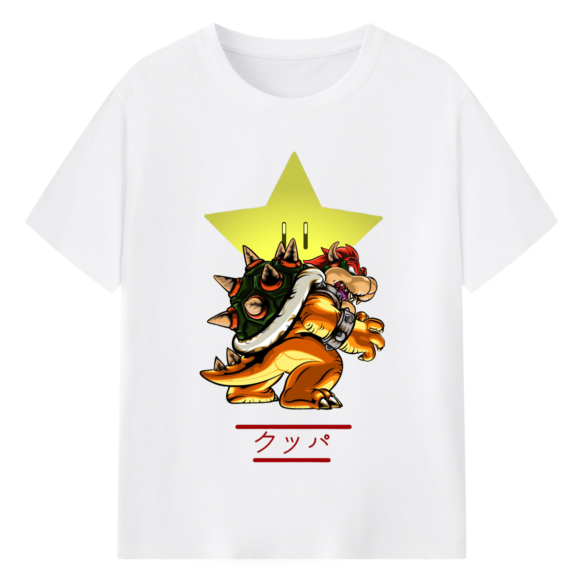 Bowser King Koopa Cartoon Graphic T-Shirt - 180g Cotton T-Shirt With Front Heat Transfer Print – Soft, Lightweight, Fitted Design – Comfortable Casual Wear For Sports & Everyday Use